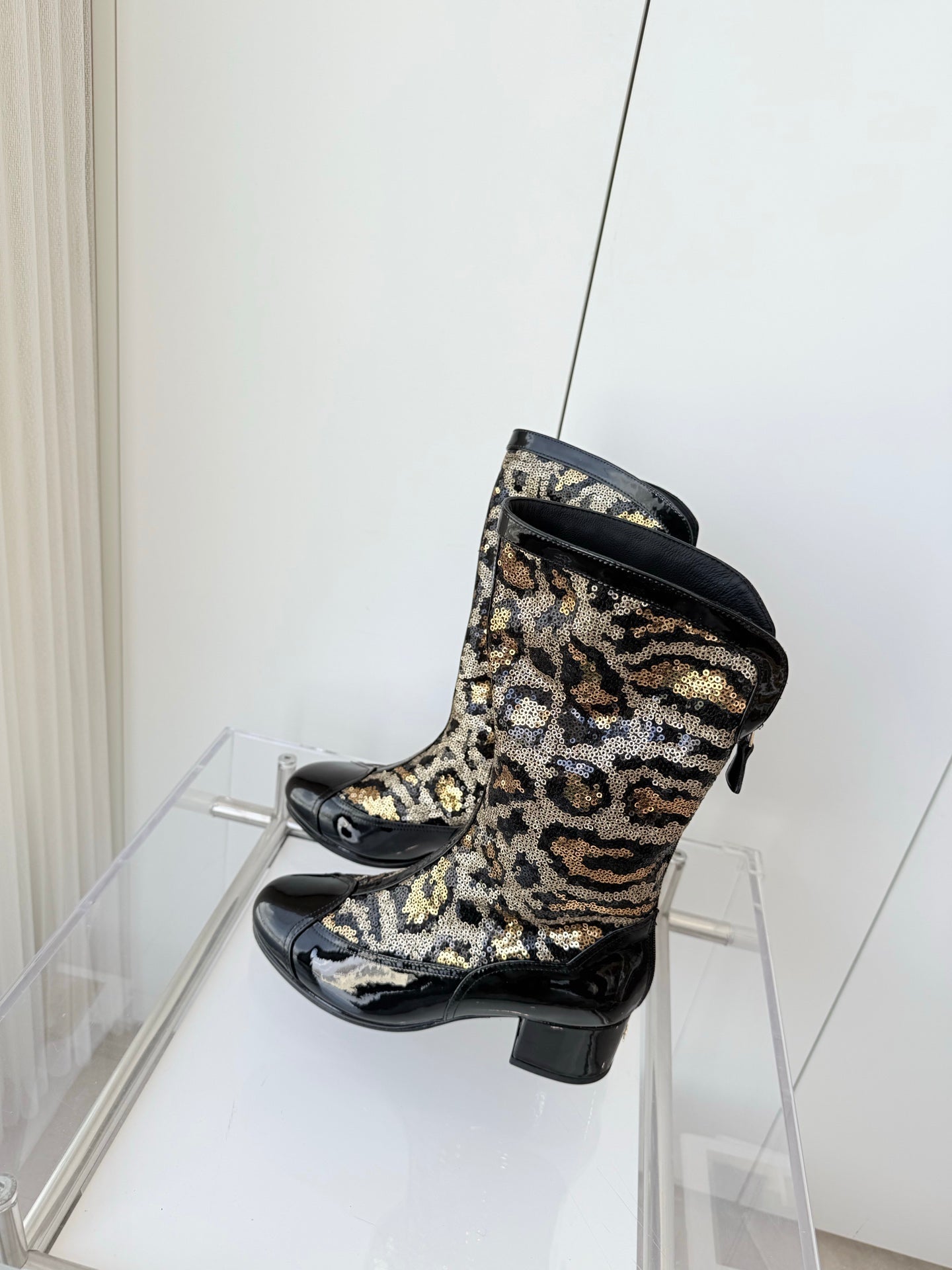 CC 25 High Boot Leopard Print Cowhide Fabric 411463