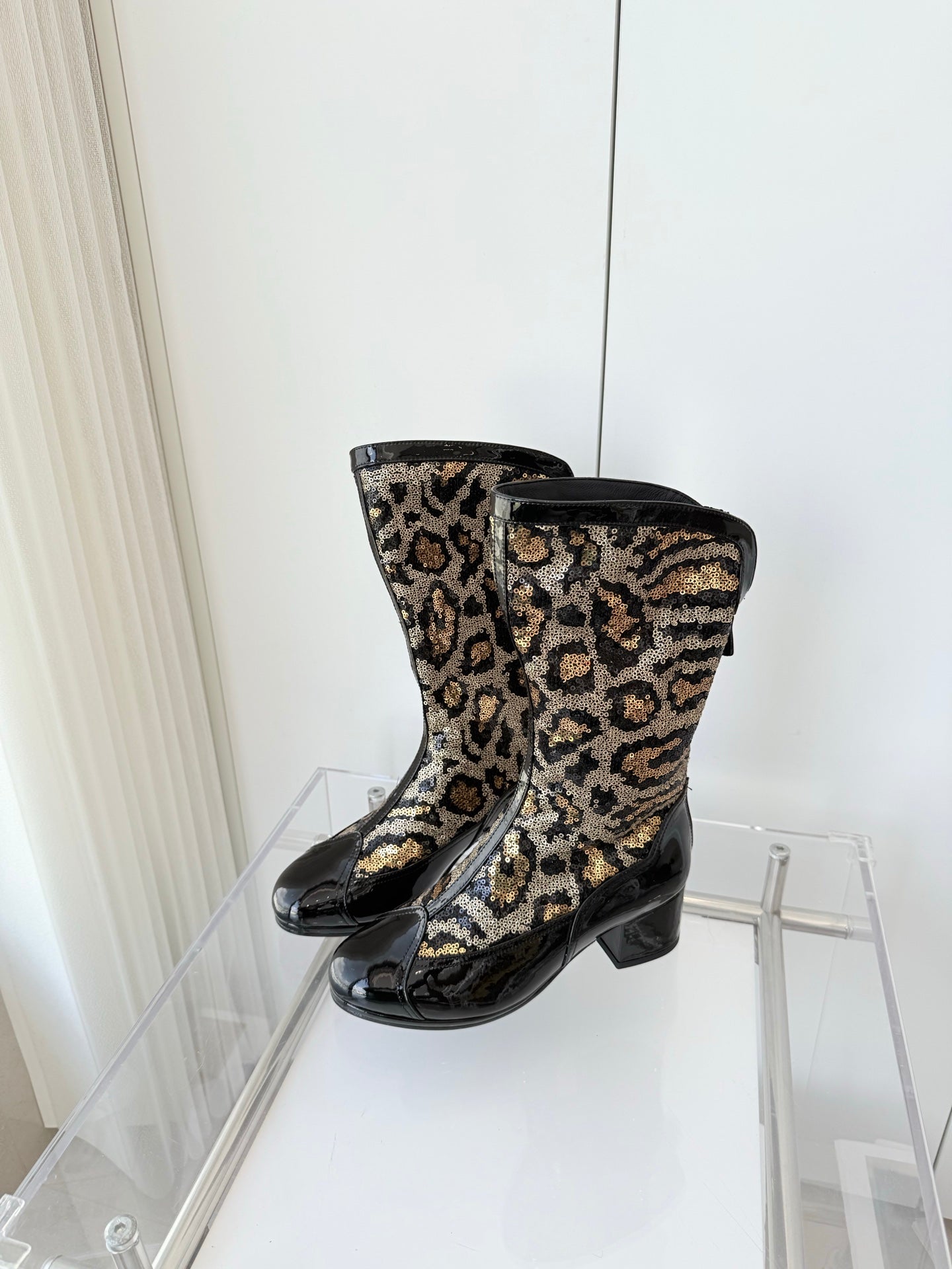 CC 25 High Boot Leopard Print Cowhide Fabric 411463