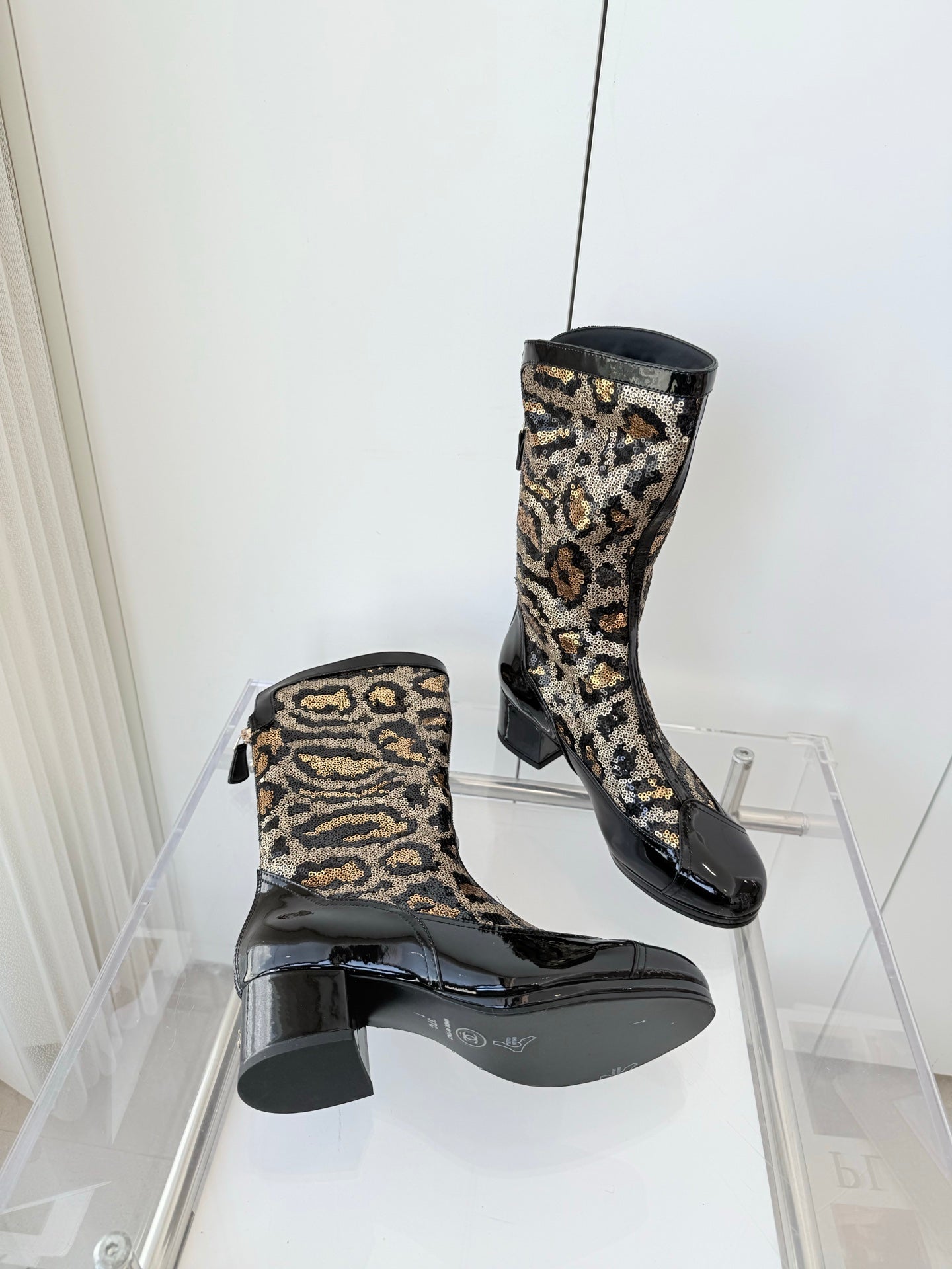 CC 25 High Boot Leopard Print Cowhide Fabric 411463