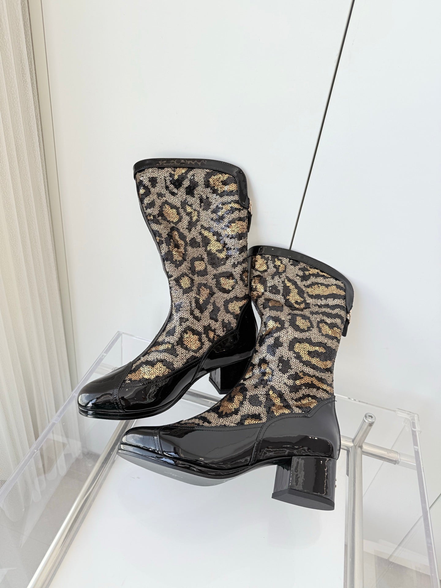 CC 25 High Boot Leopard Print Cowhide Fabric 411463