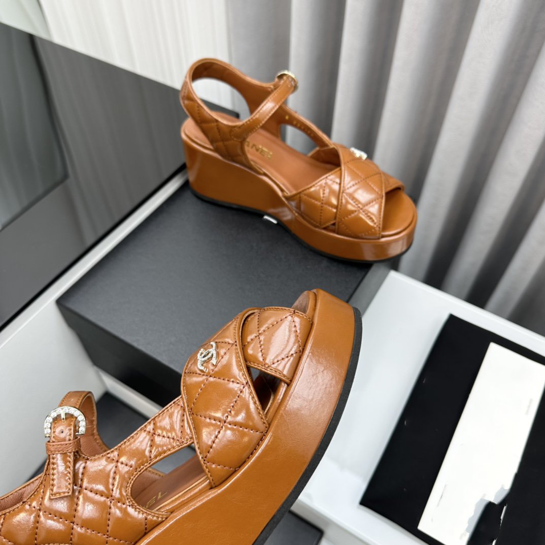 high heel sandals brown quilted lambskin 95