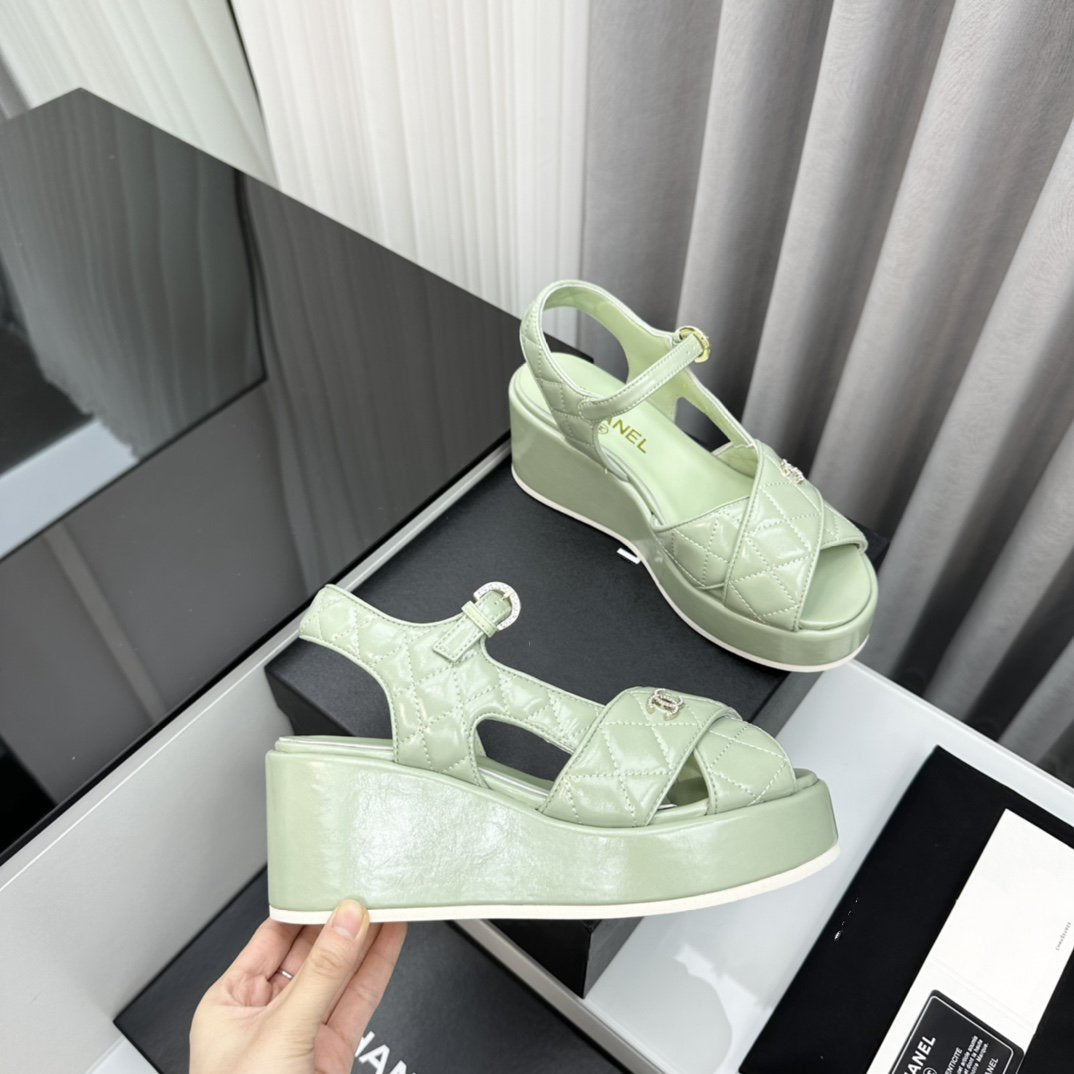high heel sandals light green quilted lambskin 95