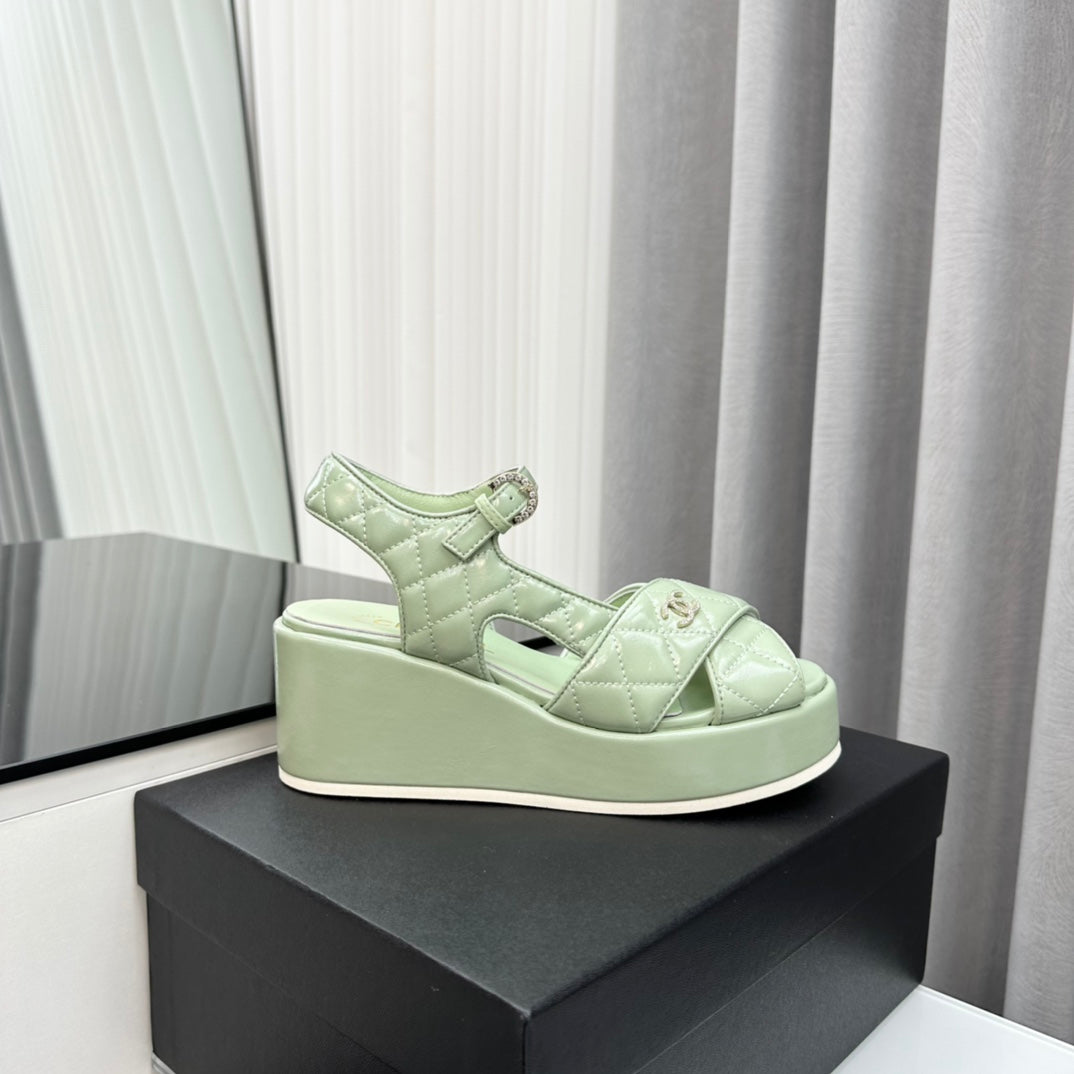 high heel sandals light green quilted lambskin 95