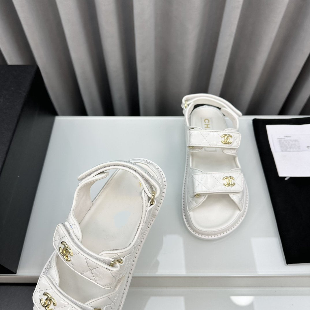 dad sandals white pantet lambskin