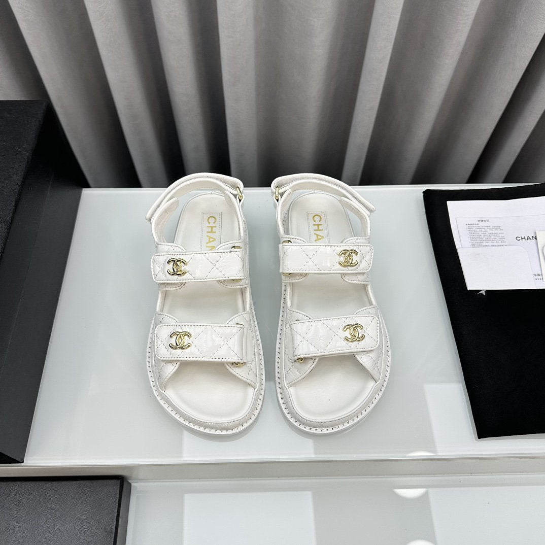 dad sandals white pantet lambskin
