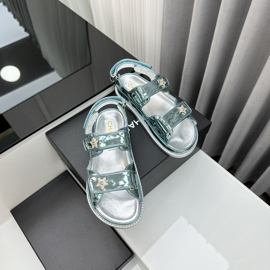 dad sandals cloud blue metalic lambskin