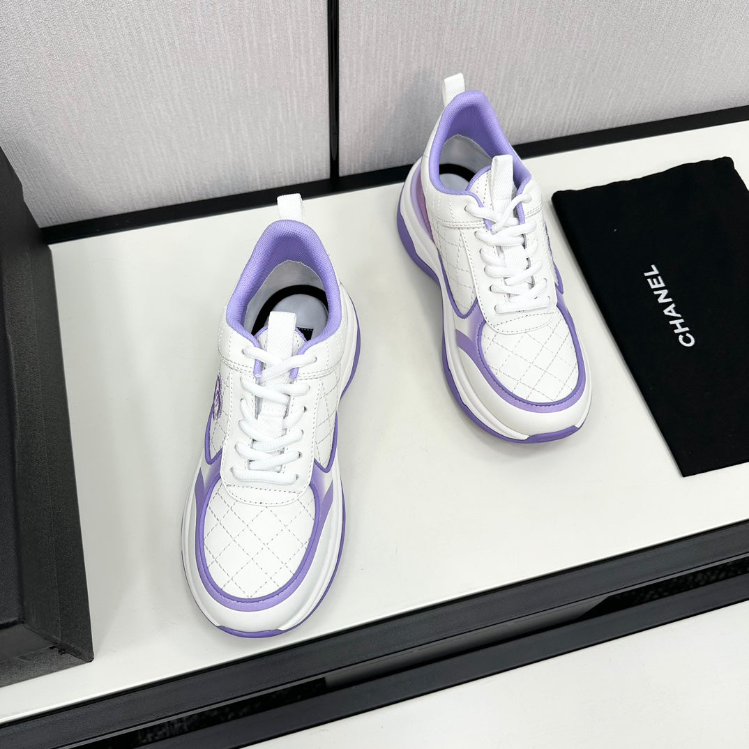 CC SNEAKER IN WHITE MIX IRIS PURPLE EMBROIDERED LAMBSKIN