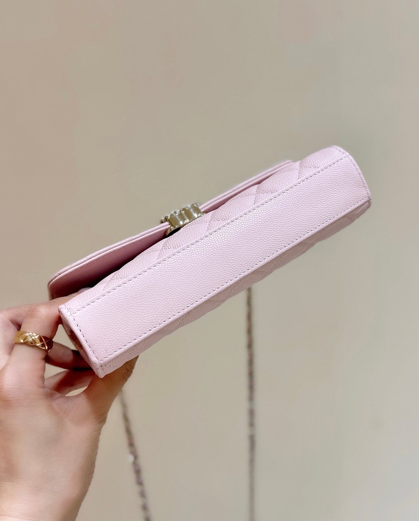 CC 25S Kelly Bag Top Handle 18cm Pink Grained Calfskin