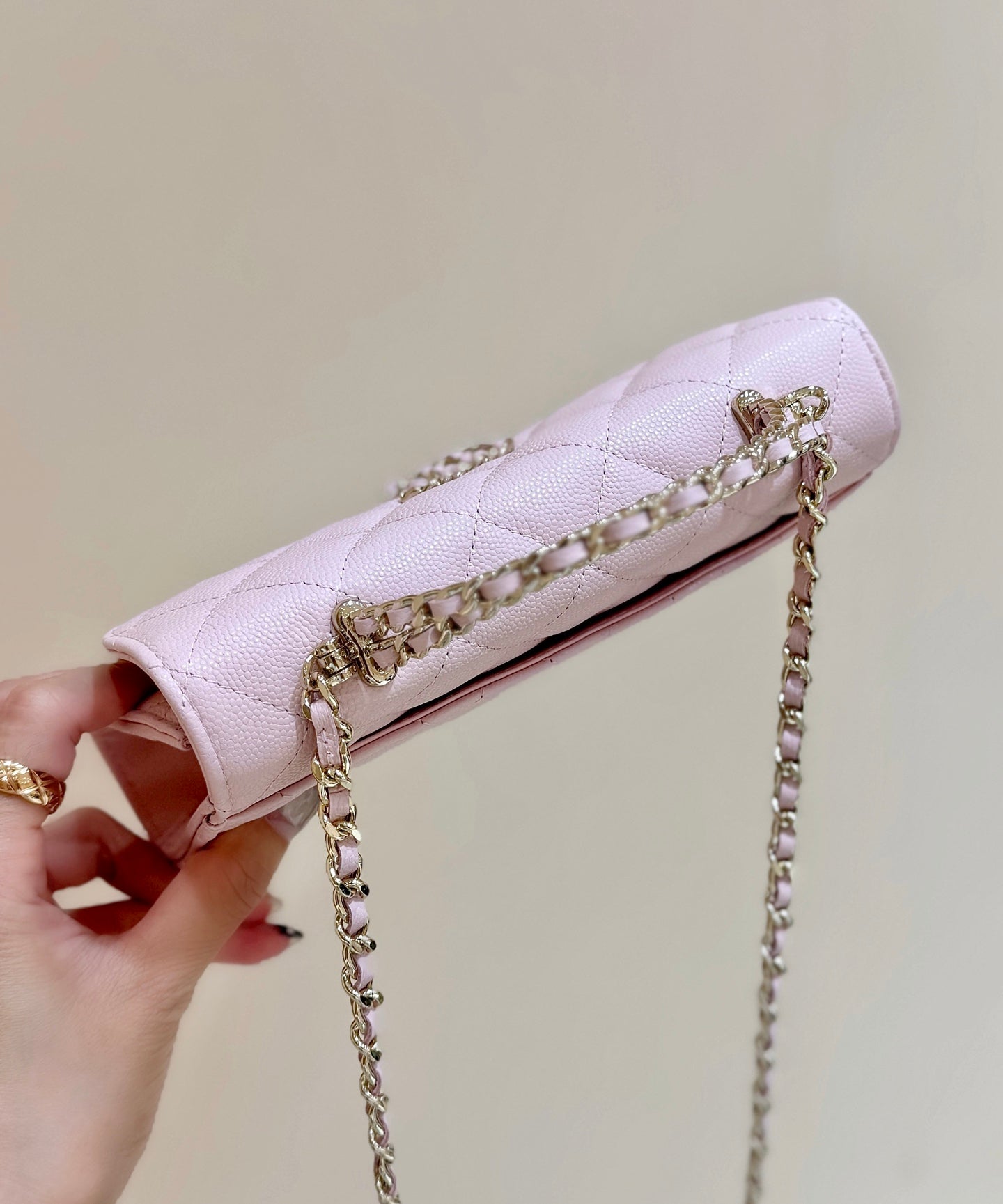 CC 25S Kelly Bag Top Handle 18cm Pink Grained Calfskin