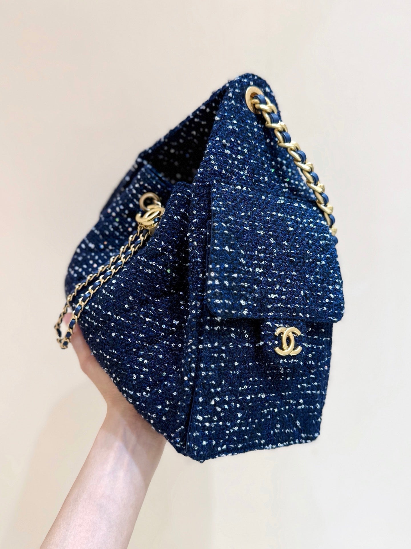 CC 25s Hobo Bag Dark Blue  Tweed Wool