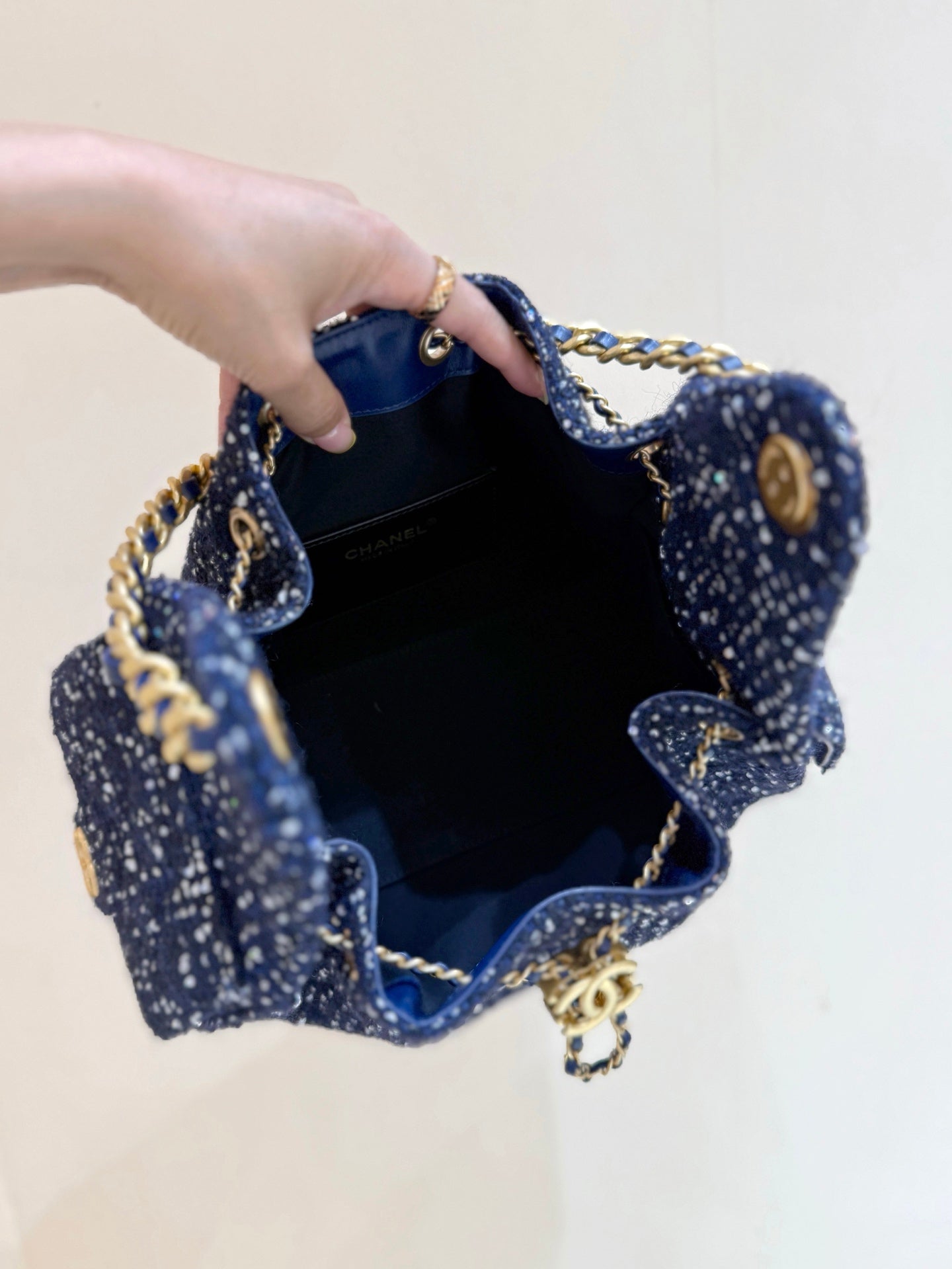 CC 25s Hobo Bag Dark Blue  Tweed Wool