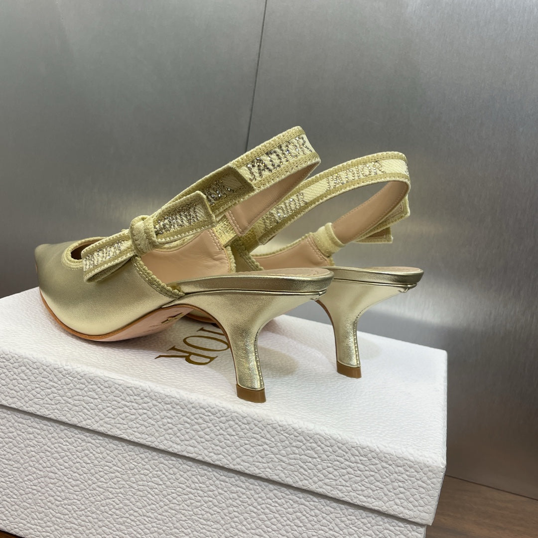 cd slingback pump 65 gold green cakfskin