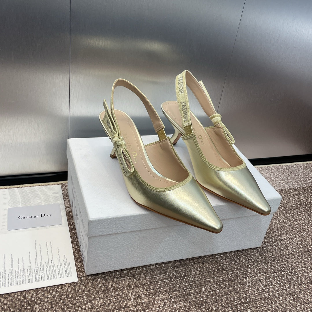 cd slingback pump 65 gold green cakfskin