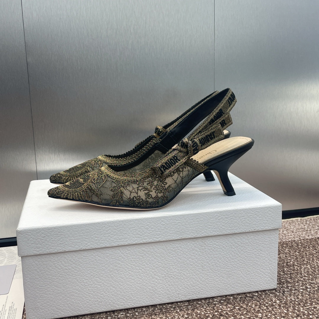cd slingback pump 65 transparent mesh embroidered black sun motif