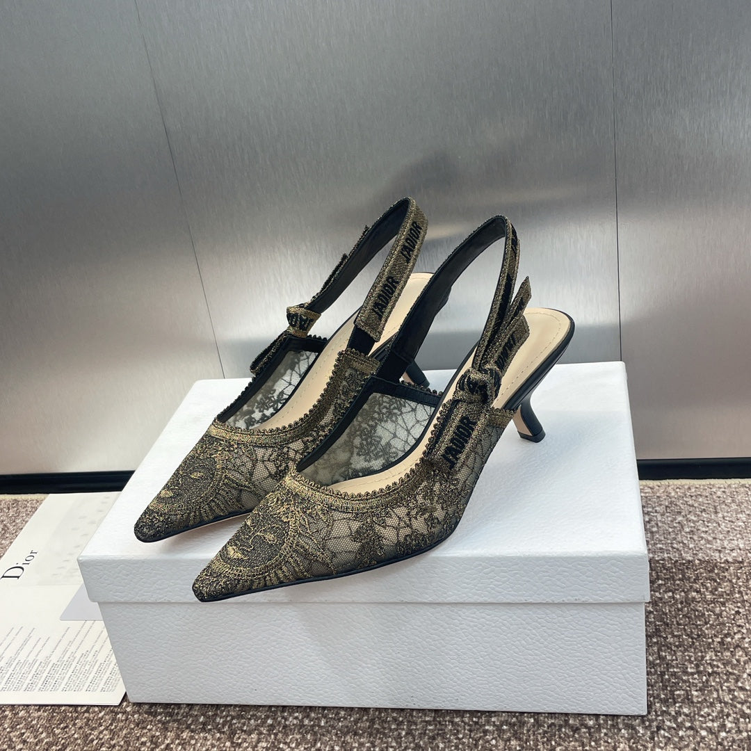 cd slingback pump 65 transparent mesh embroidered black sun motif