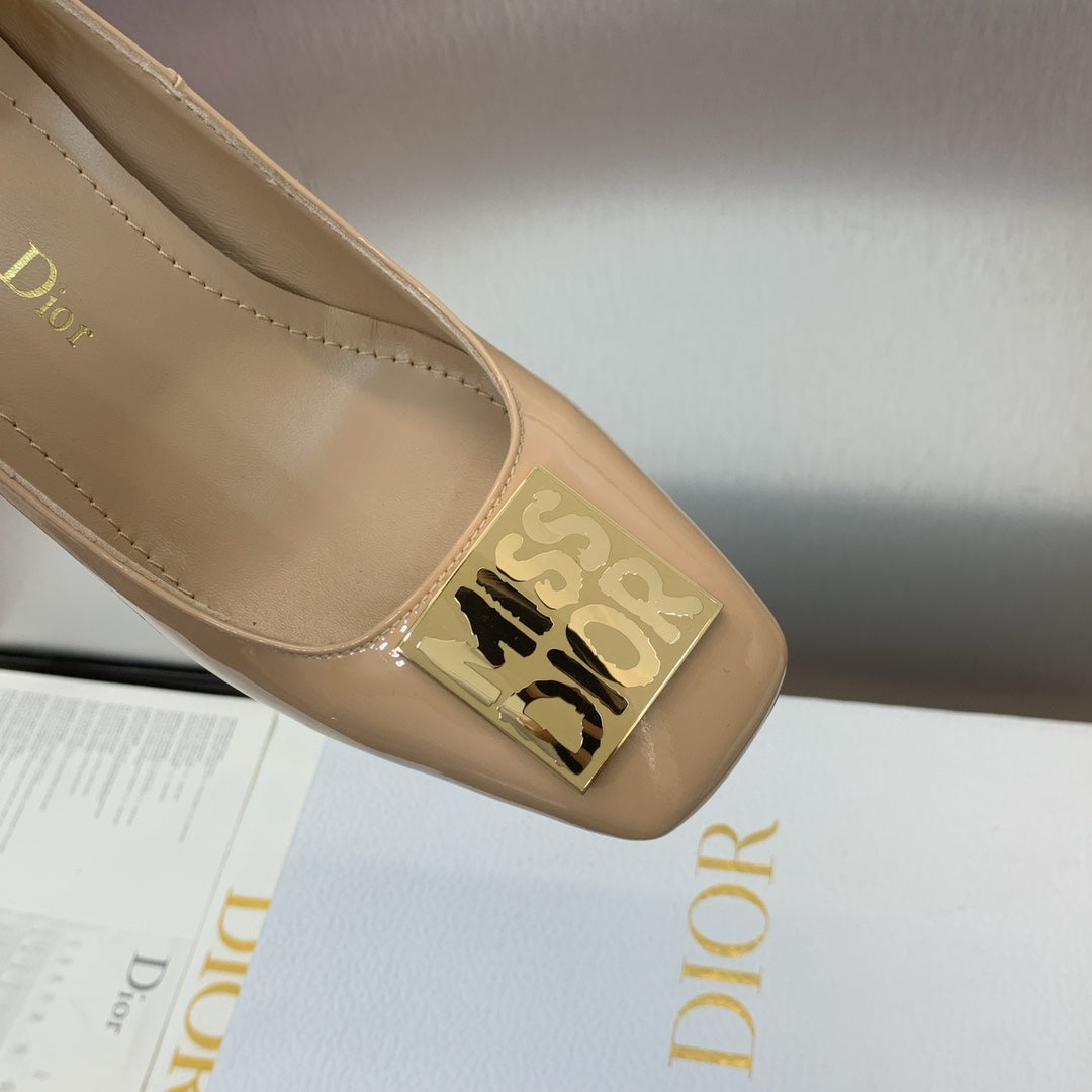 CD Miss Dior Pump 85mm Glossy Beige Cowhide