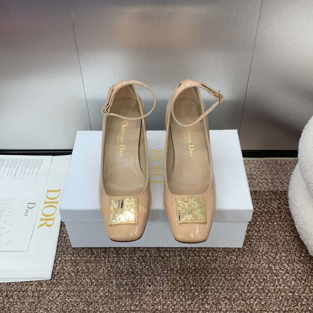CD Miss Dior Pump 85mm Glossy Beige Cowhide