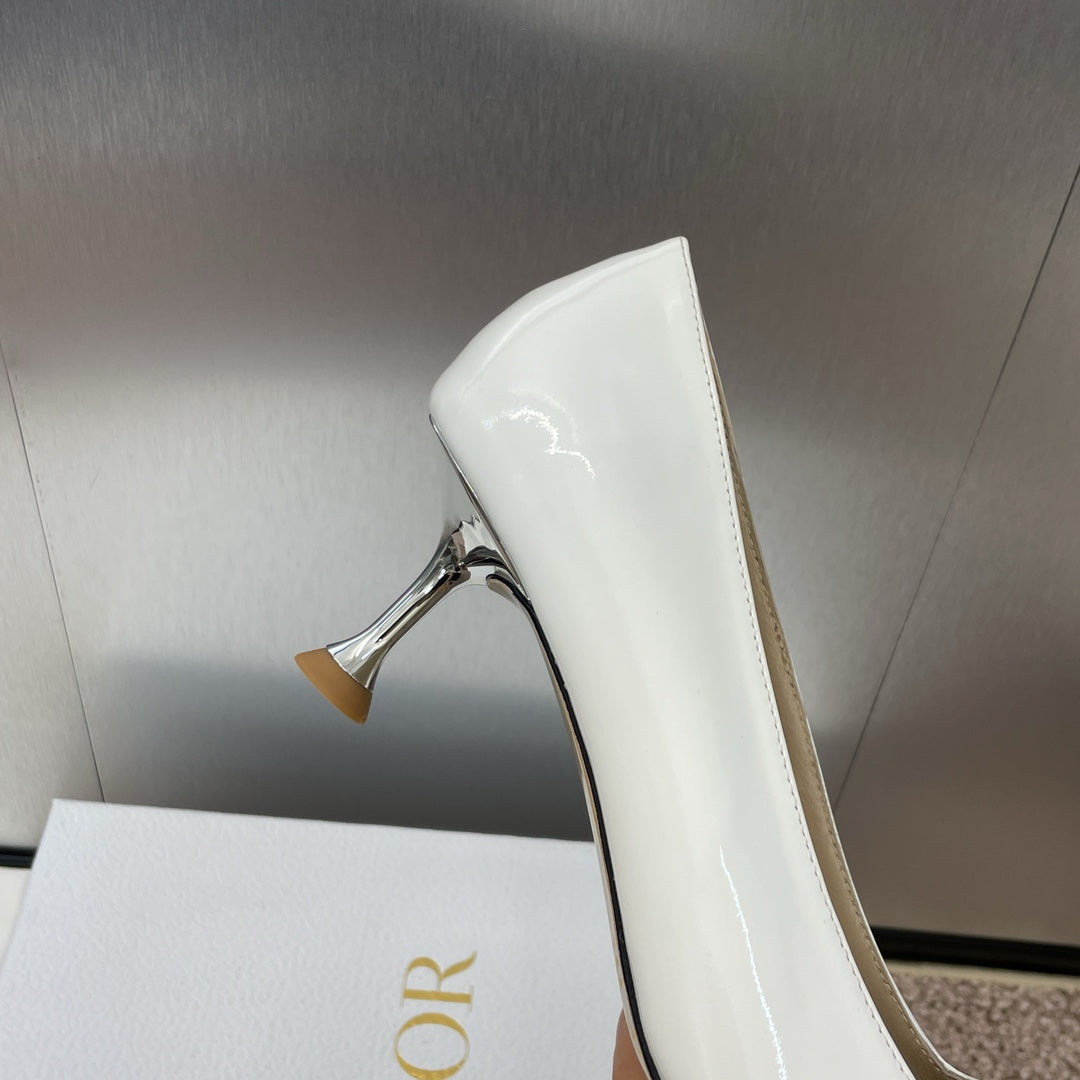 CD Pumps 65mm Glossy White Cowhide