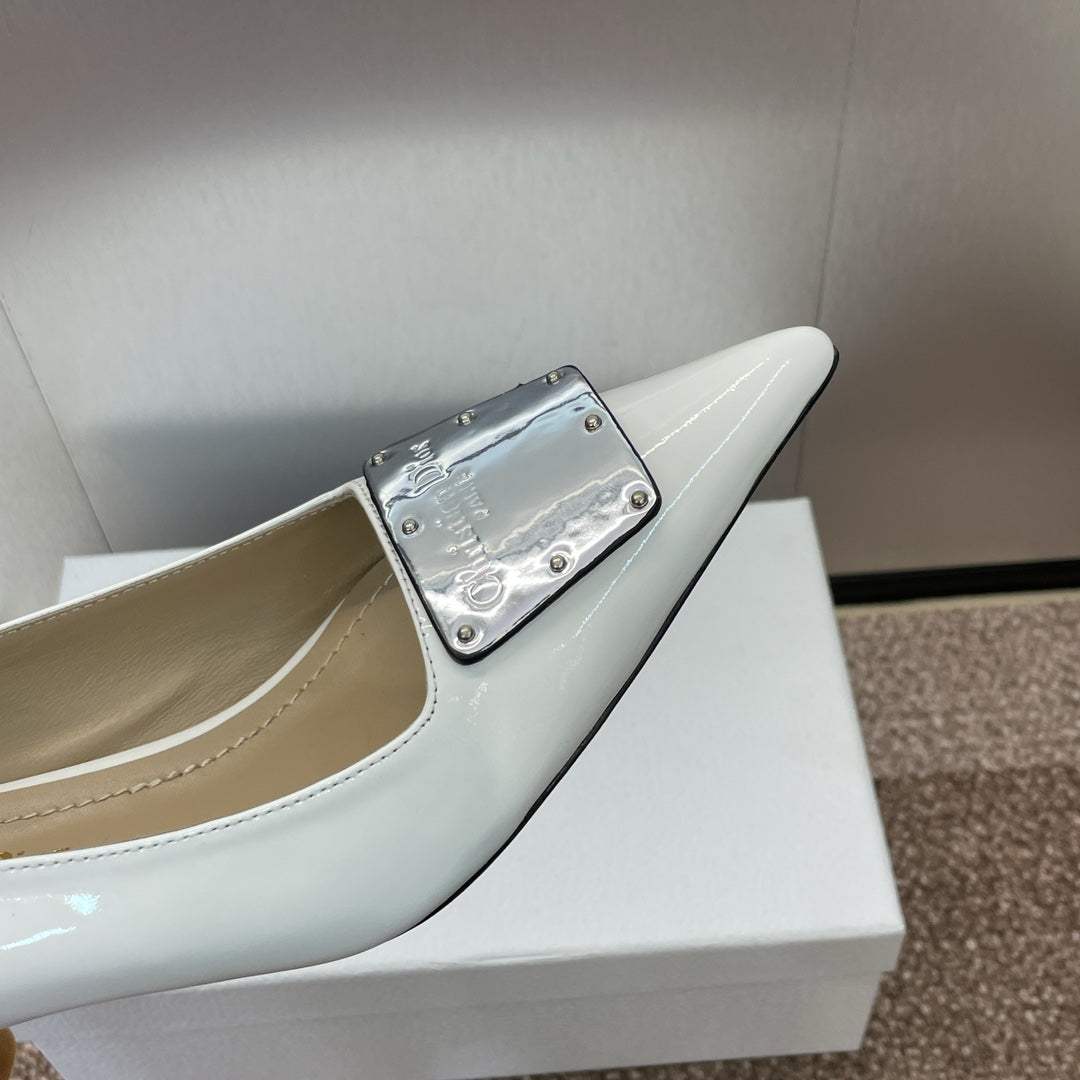 CD Pumps 65mm Glossy White Cowhide