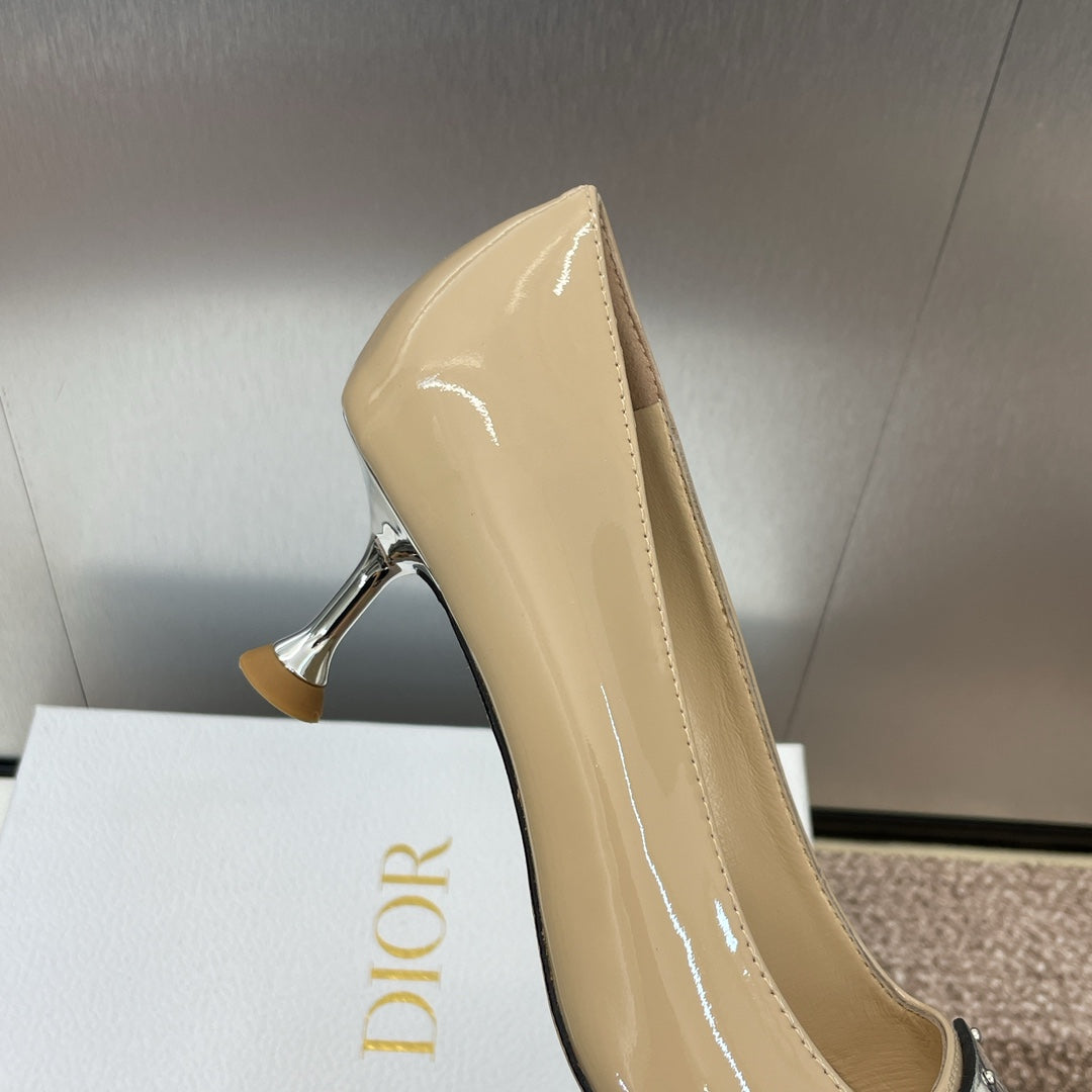 CD Pumps 65mm Glossy Beige Cowhide