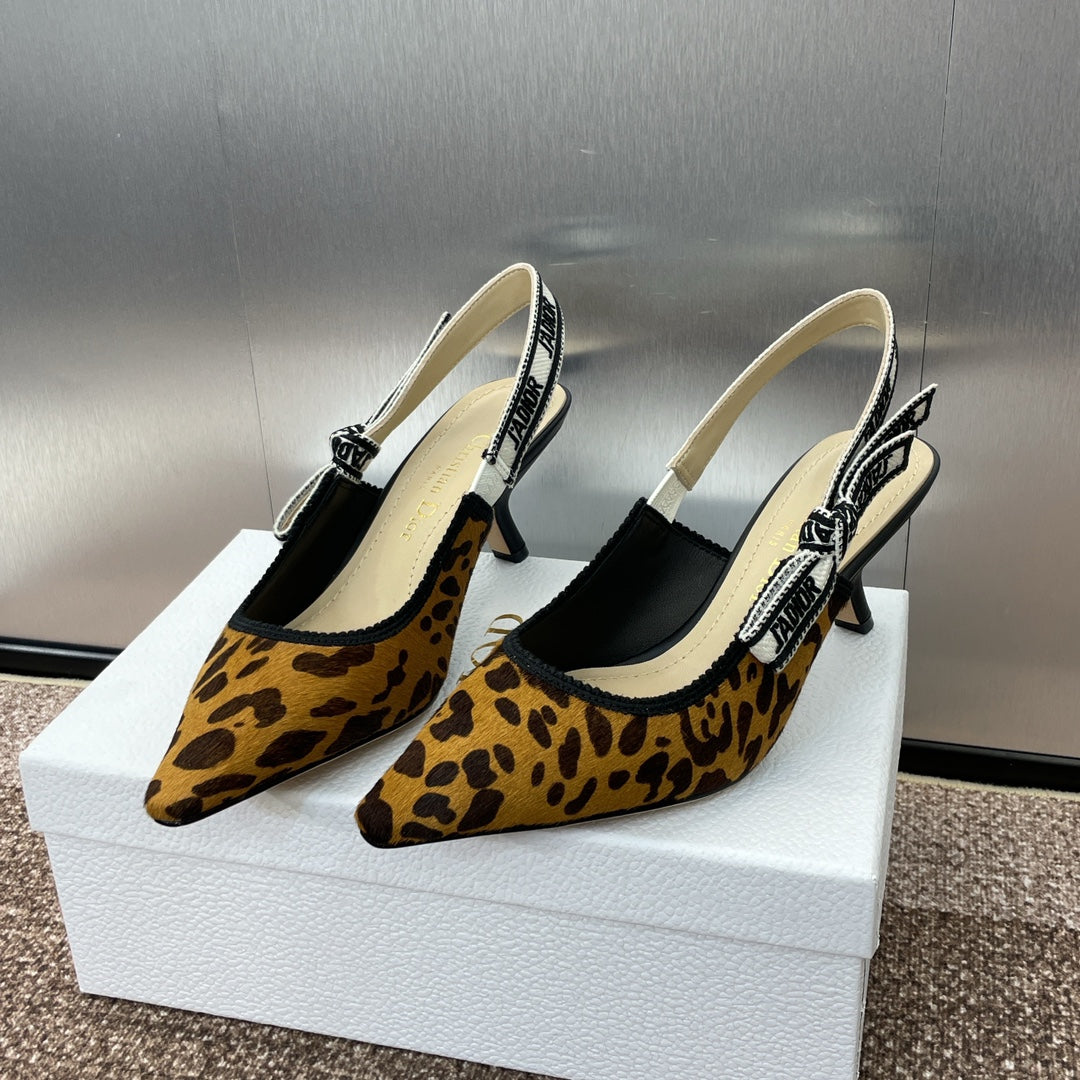 CD J'Adior Slingback Pump 65mm Leopard Print Yellow Black Nubuck Leather