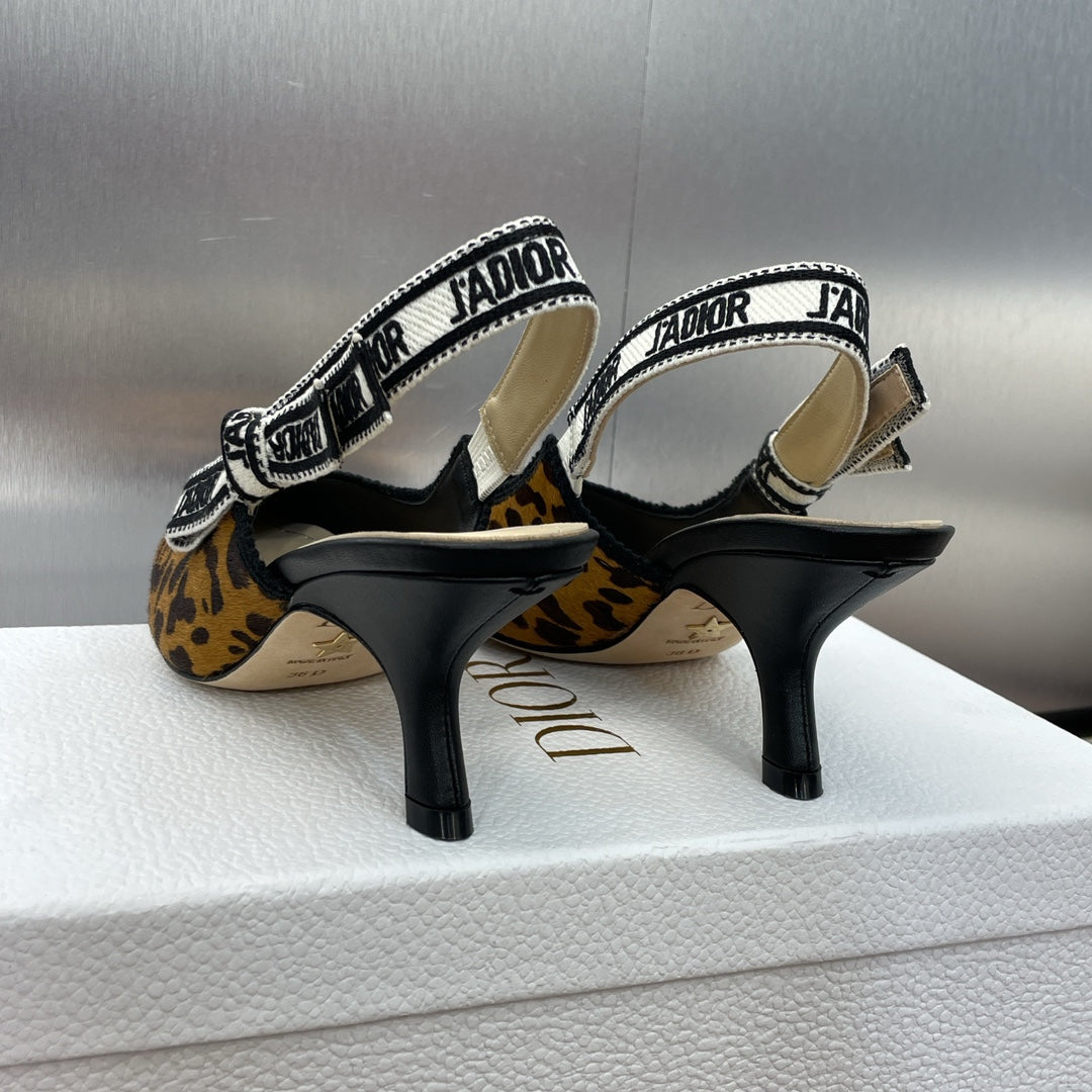 CD J'Adior Slingback Pump 65mm Leopard Print Yellow Black Nubuck Leather