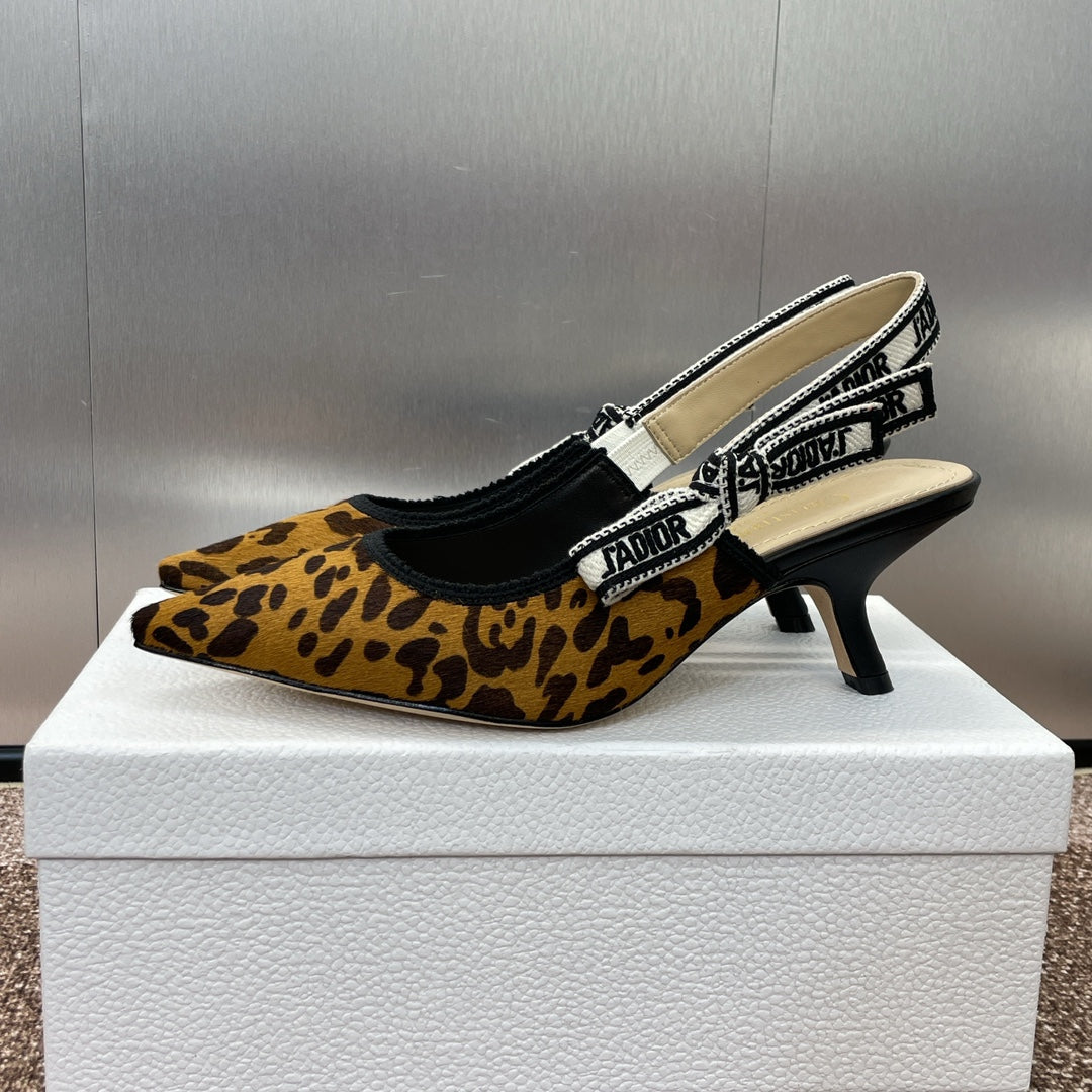 CD J'Adior Slingback Pump 65mm Leopard Print Yellow Black Nubuck Leather