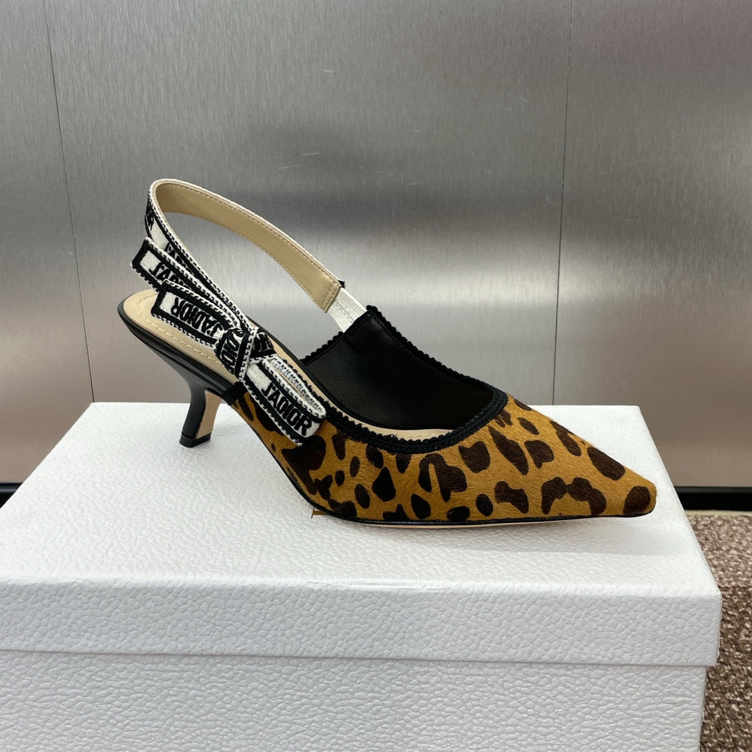 CD J'Adior Slingback Pump 65mm Leopard Print Yellow Black Nubuck Leather