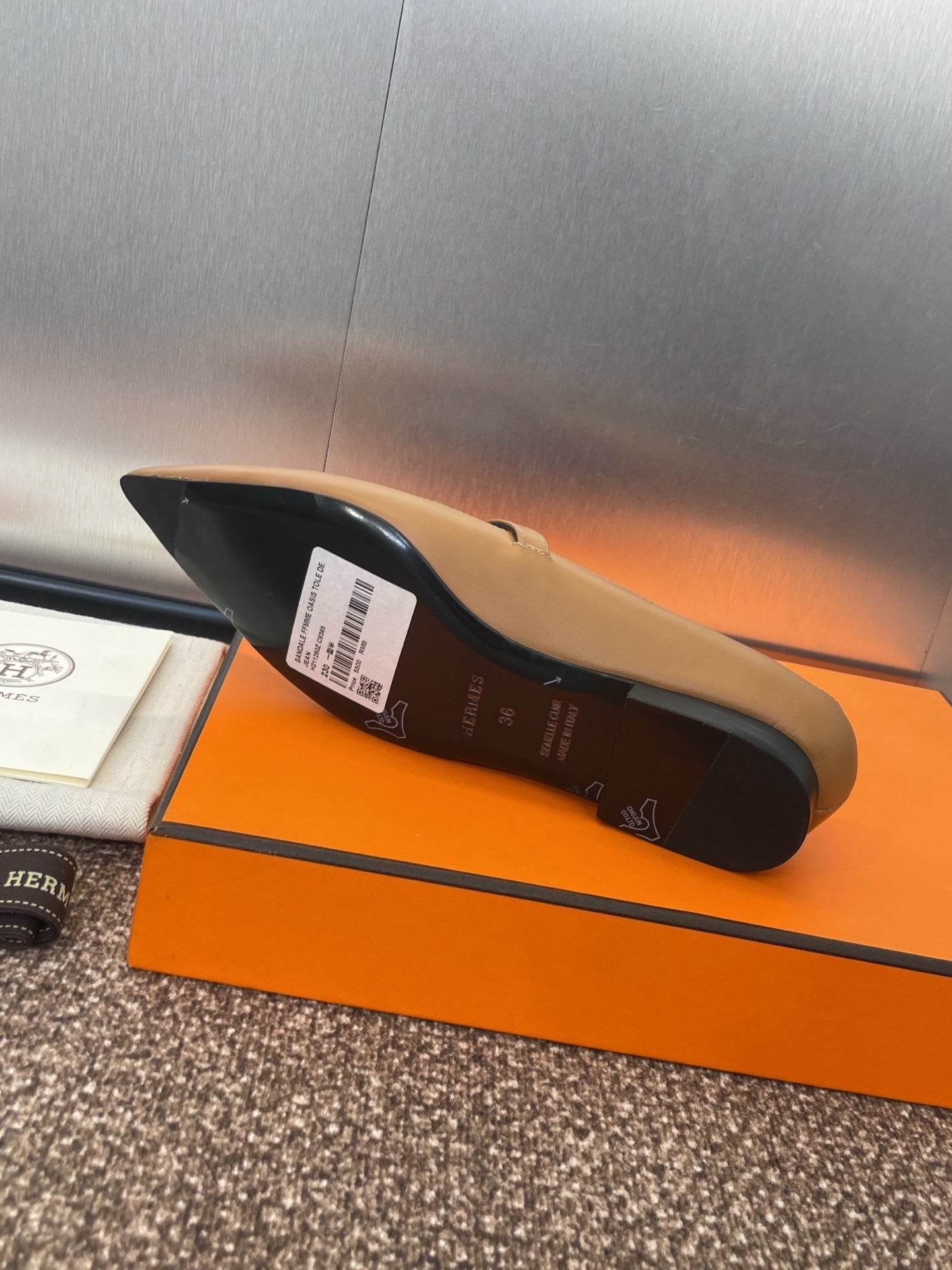 HM 25C Kelly Ballet Flat Brown Calfskin 208269