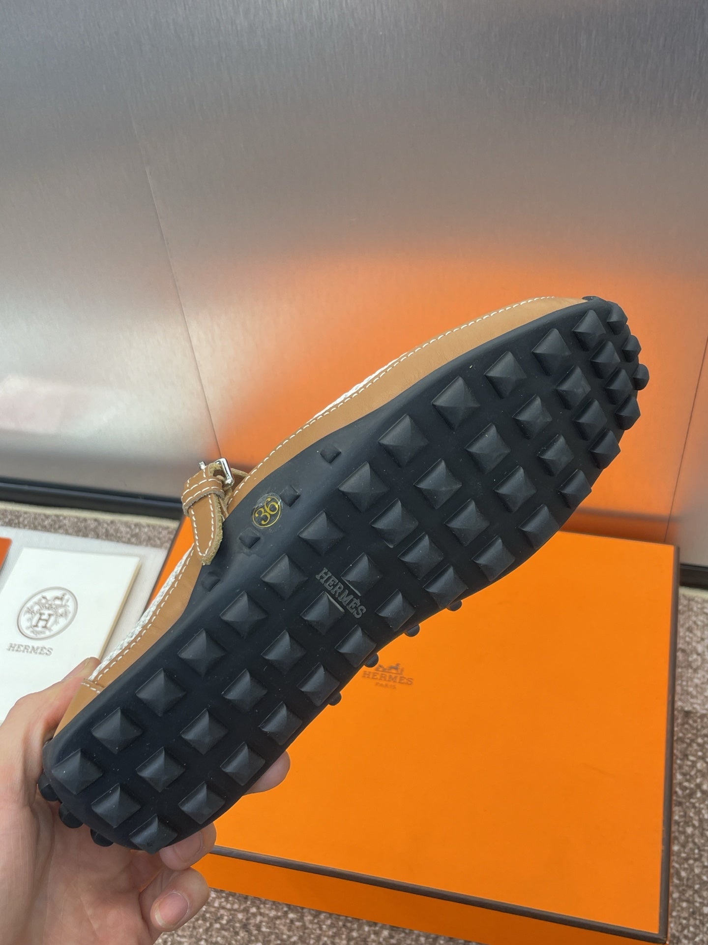 HM 25C Kichu Ballet Flat Brown mix White Fabric with Calfskin 208280