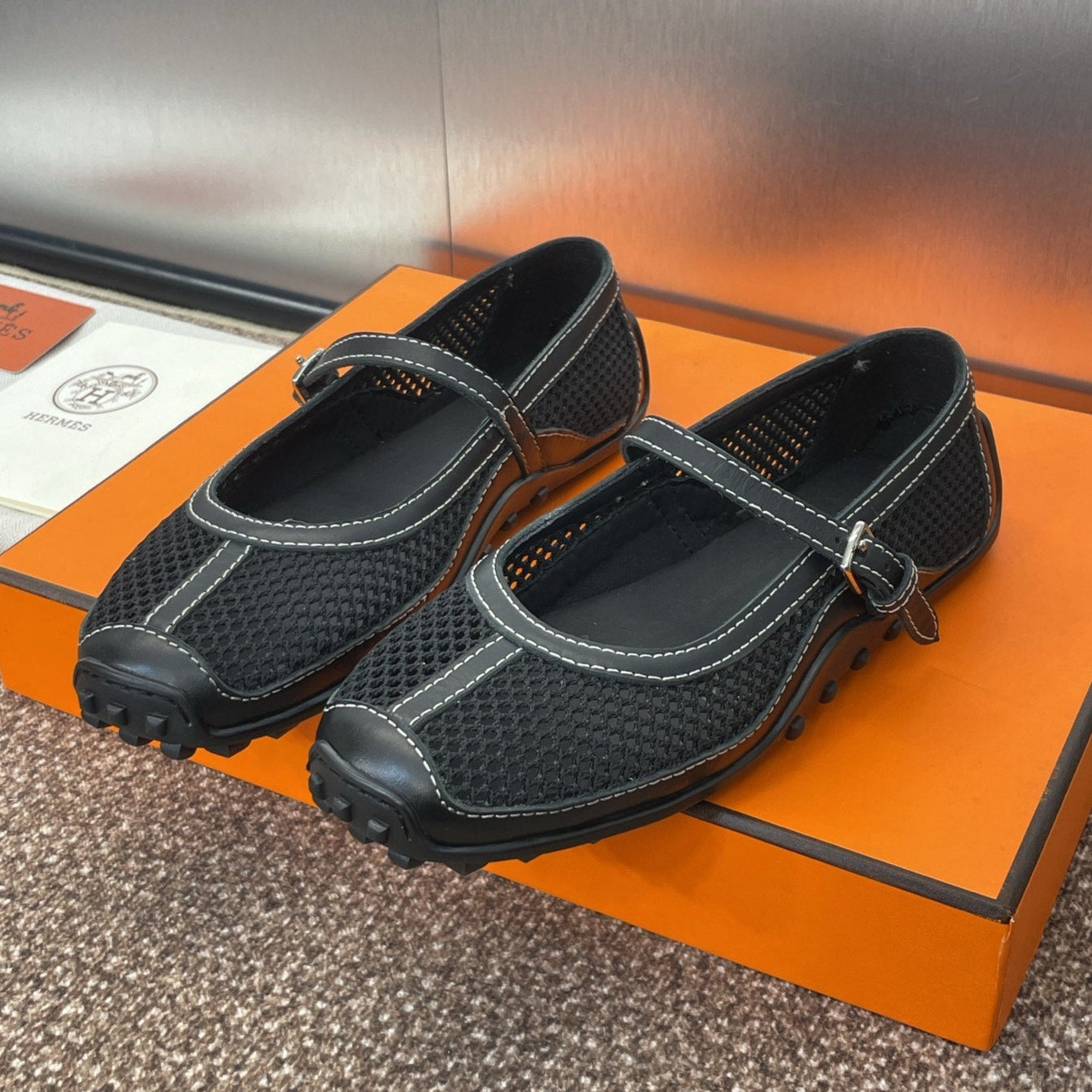 HM 25C Kichu Ballet Flat Black Fabric with Calfskin 208283