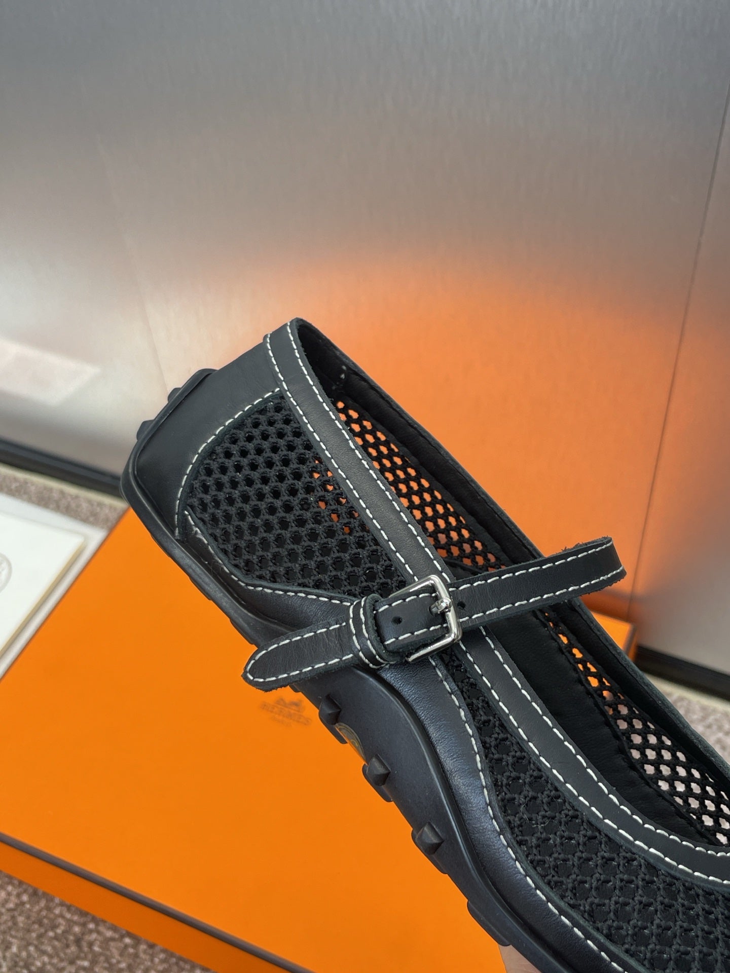 HM 25C Kichu Ballet Flat Black Fabric with Calfskin 208283