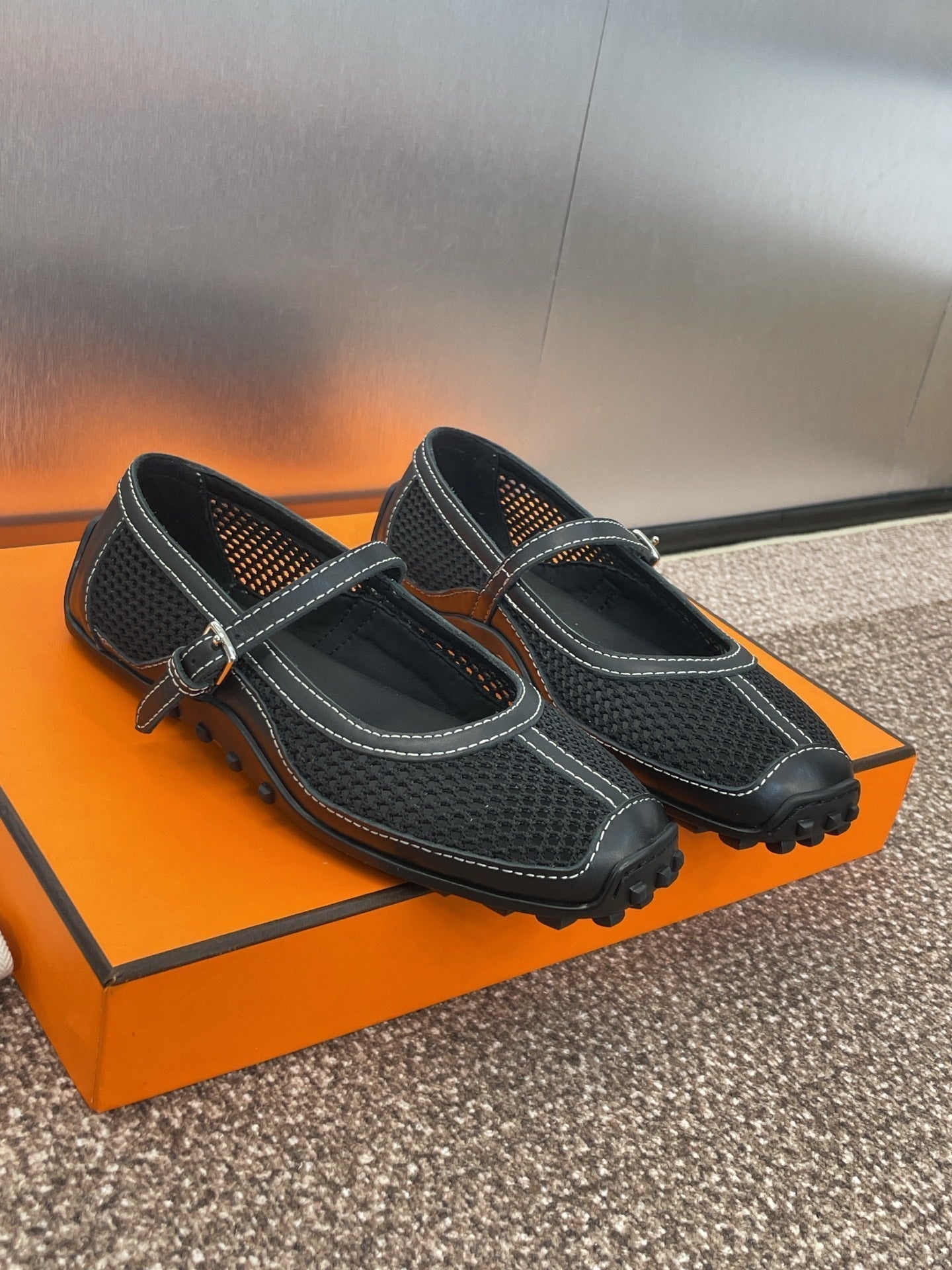 HM 25C Kichu Ballet Flat Black Fabric with Calfskin 208283