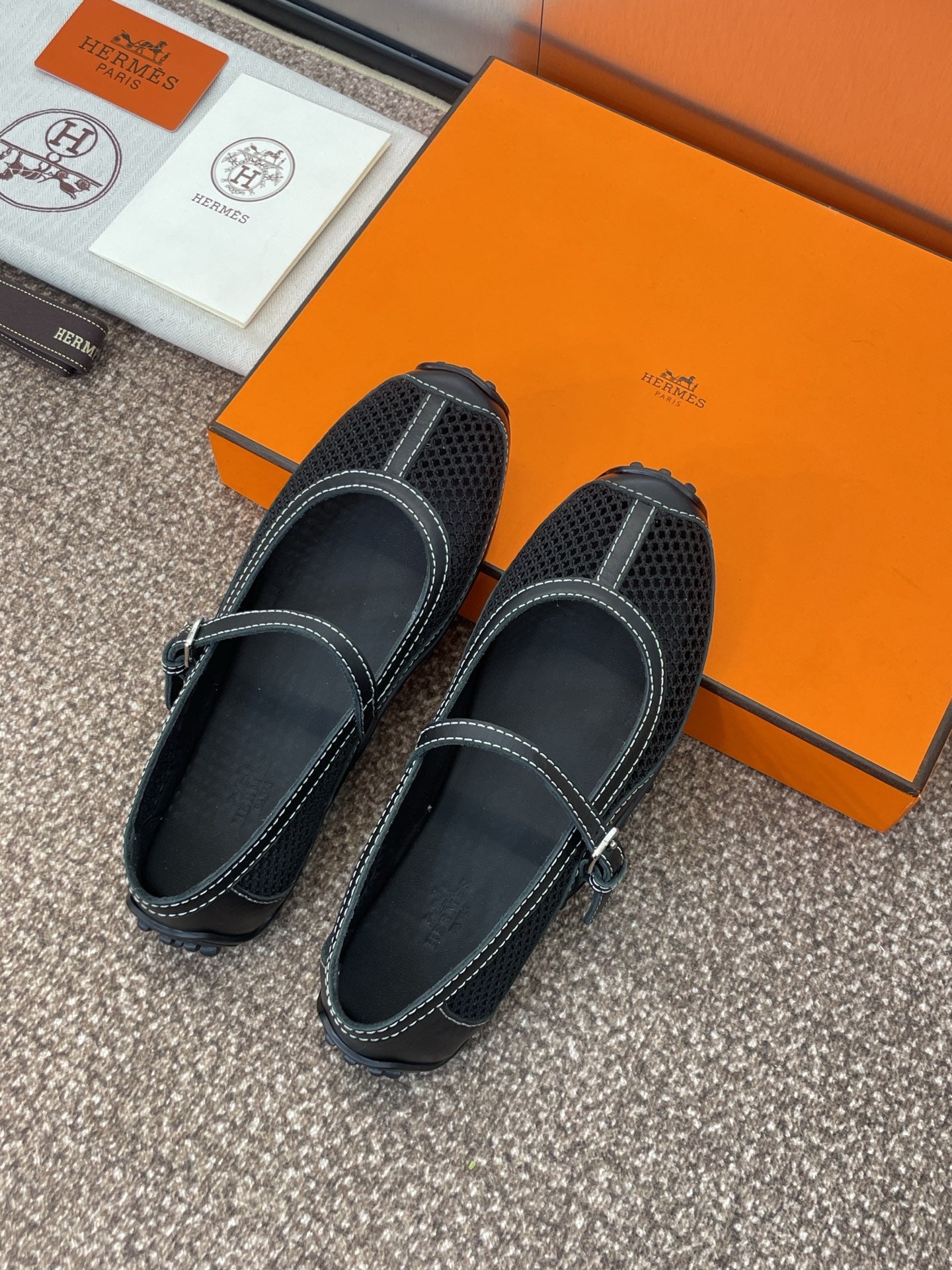 HM 25C Kichu Ballet Flat Black Fabric with Calfskin 208283