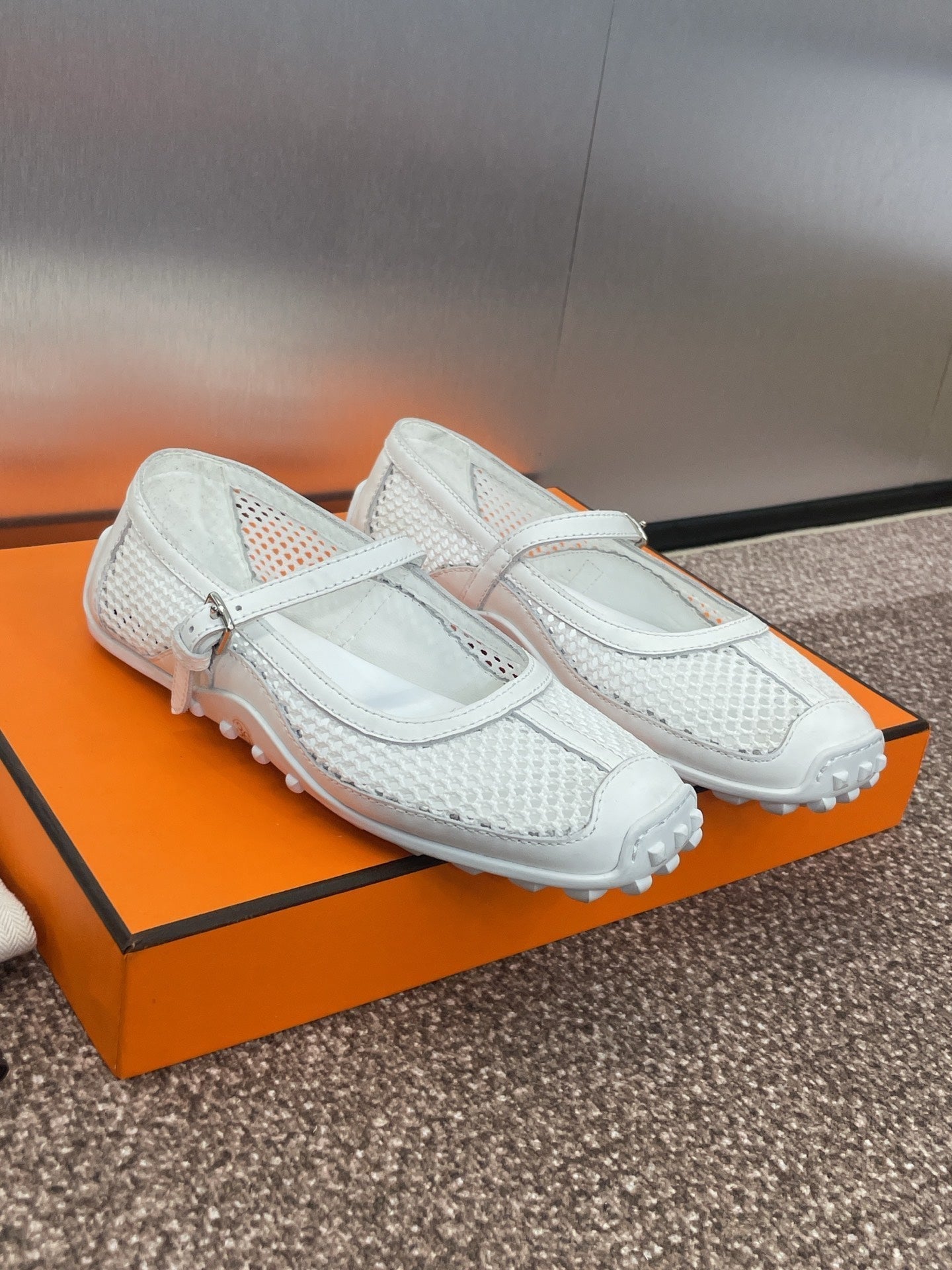 HM 25C Kichu Ballet Flat White Fabric with Calfskin 208284