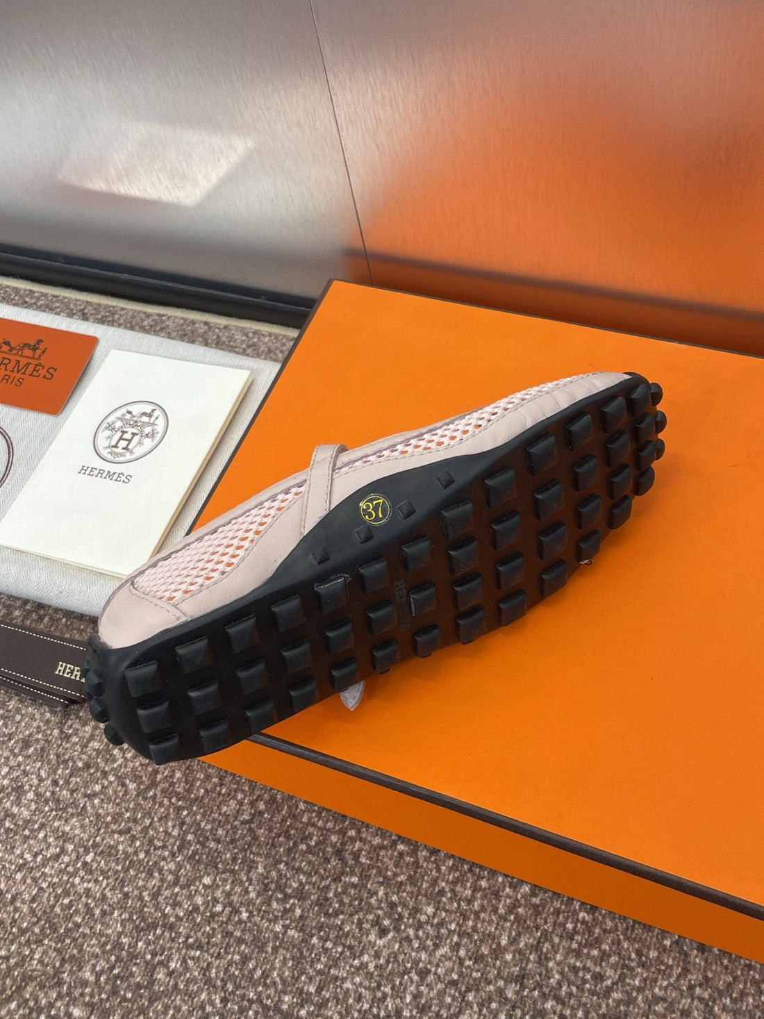 HM 25C Kichu Ballet Flat Pink Pastel Fabric with Calfskin 208285