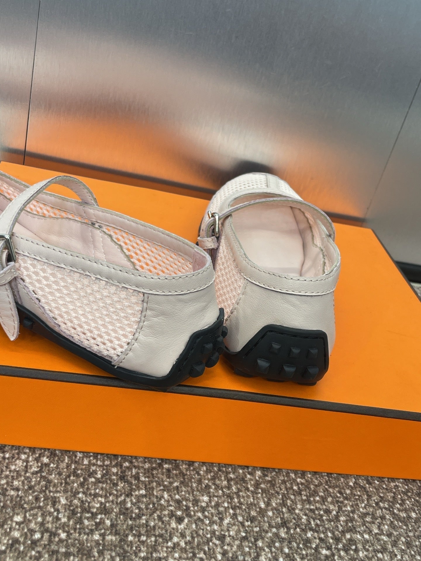 HM 25C Kichu Ballet Flat Pink Pastel Fabric with Calfskin 208285