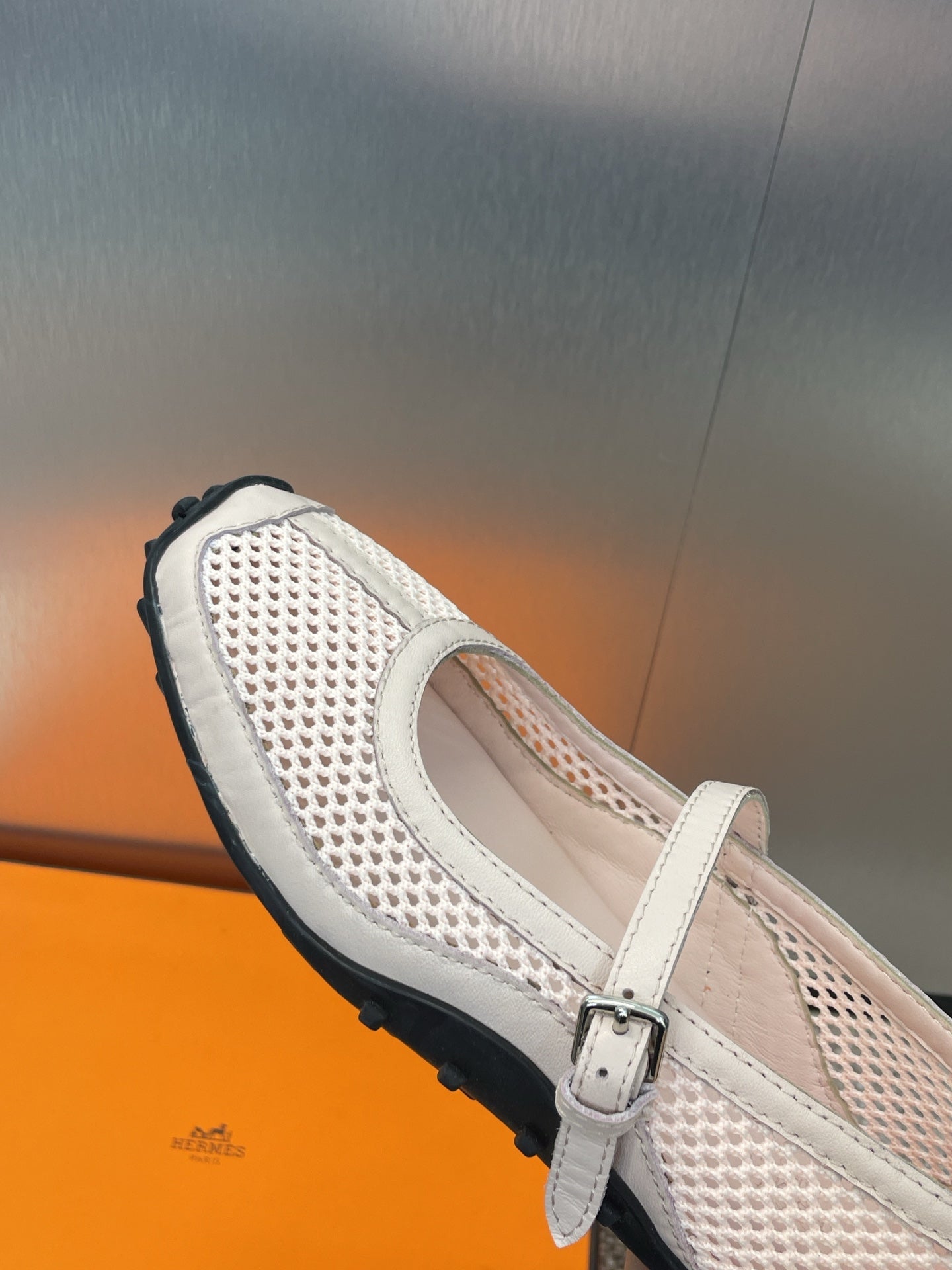 HM 25C Kichu Ballet Flat Pink Pastel Fabric with Calfskin 208285