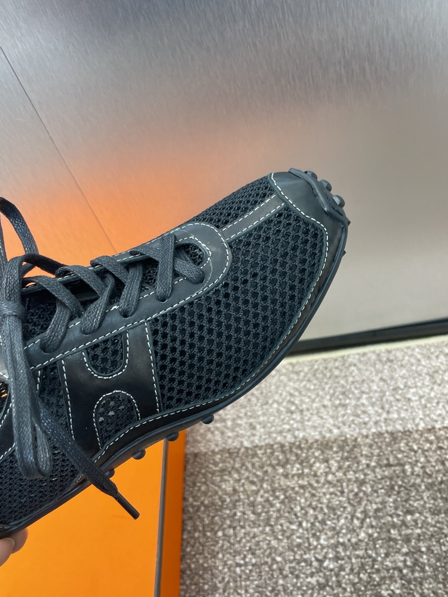 HM 25C Kiga Sneaker Black Crochet knit with Calfskin 208290