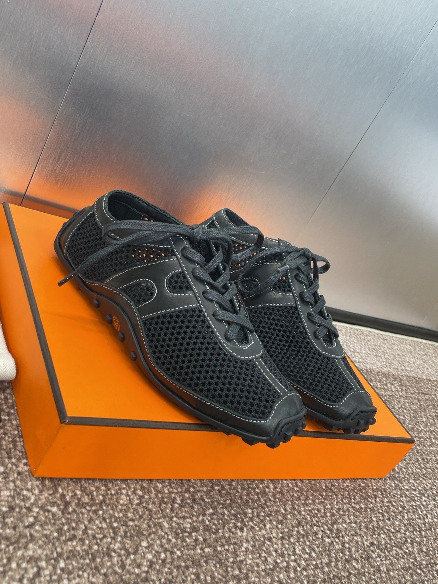 HM 25C Kiga Sneaker Black Crochet knit with Calfskin 208290