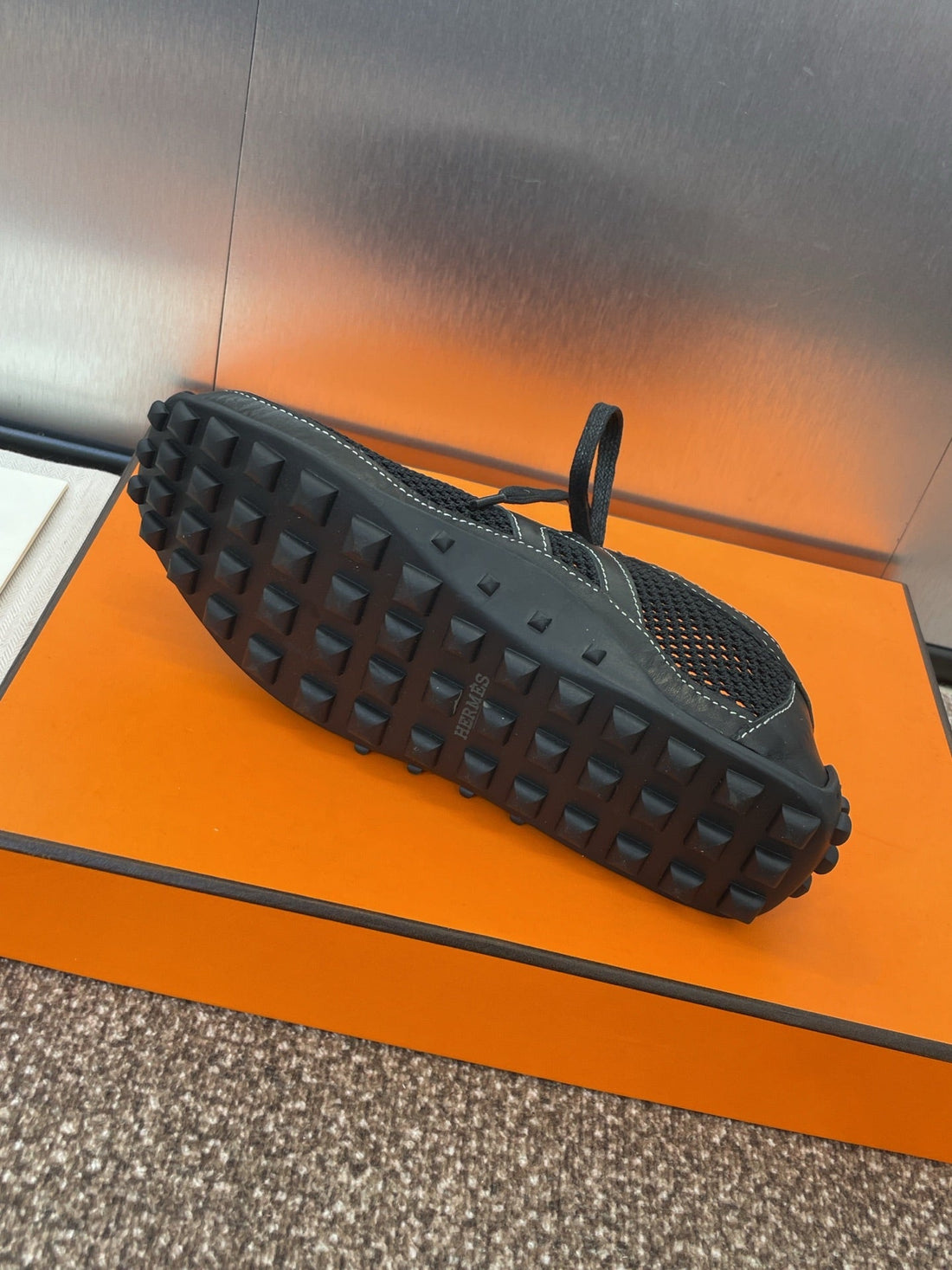 HM 25C Kiga Sneaker Black Crochet knit with Calfskin 208290