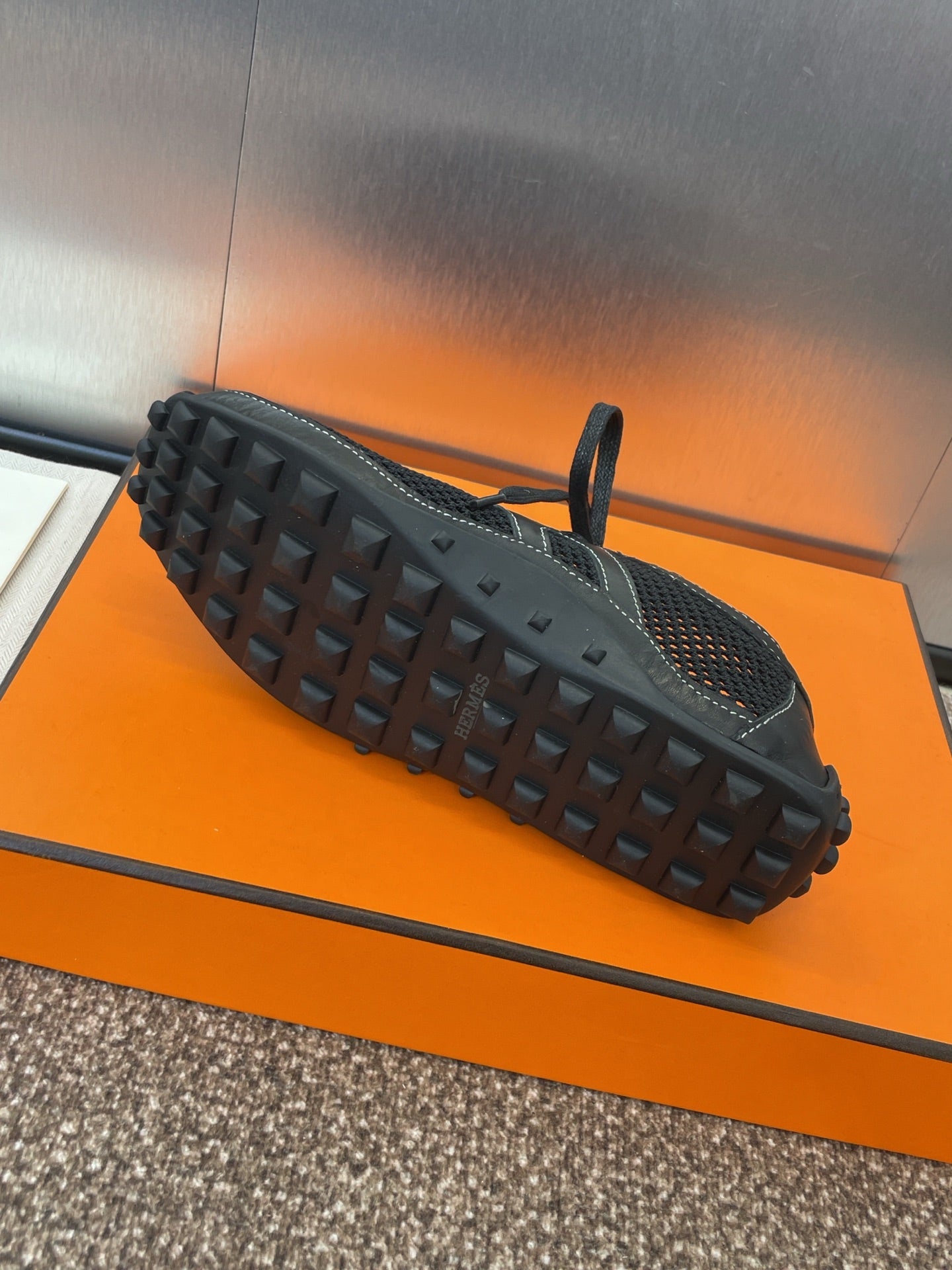 HM 25C Kiga Sneaker Black Crochet knit with Calfskin 208290