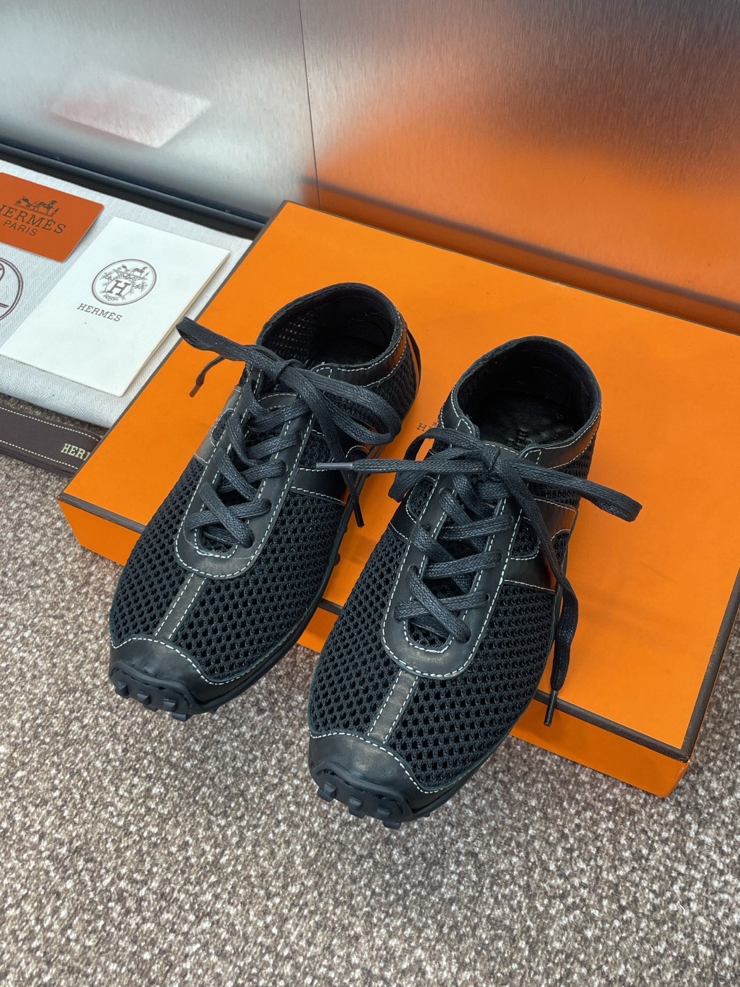 HM 25C Kiga Sneaker Black Crochet knit with Calfskin 208290