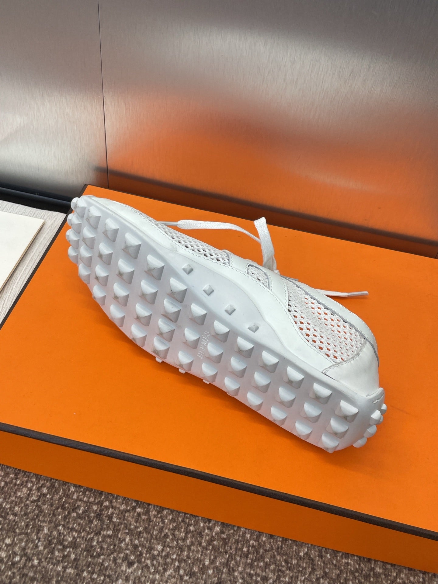 HM 25C Kiga sneaker White Crochet knit with Calfskin 208292