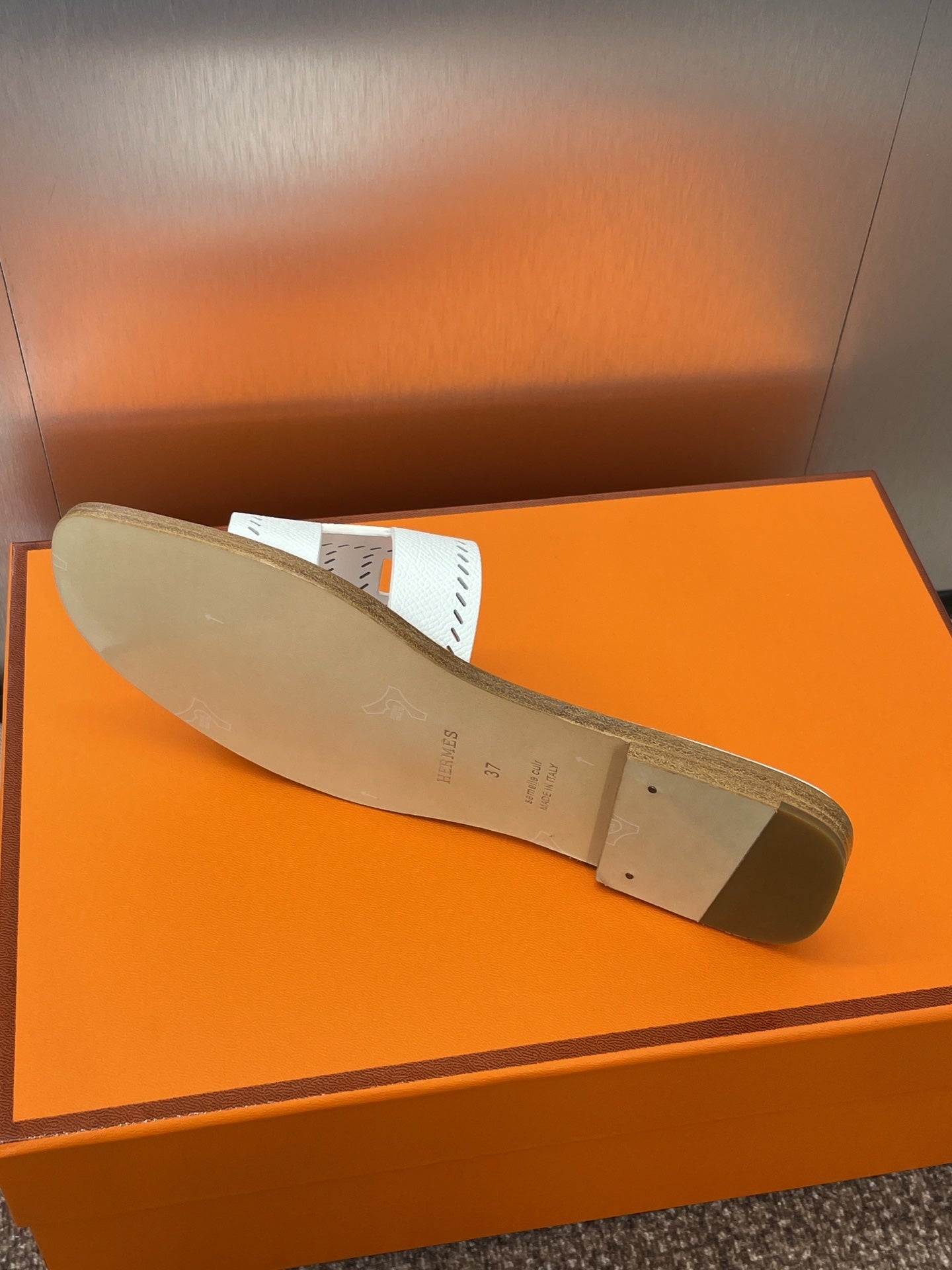 HM 25 Oran Sandal White Perforate Epsom Leather