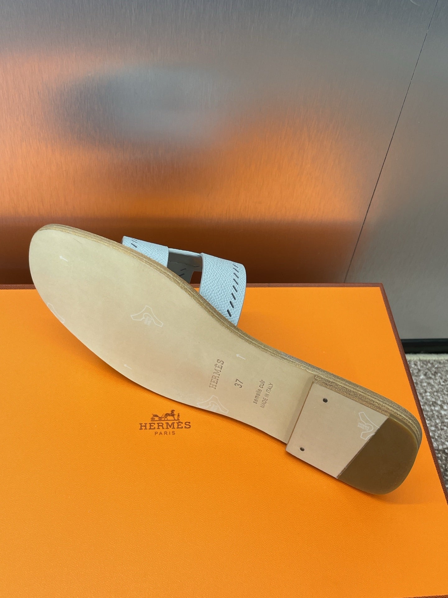 HM 25 Oran Sandal Grey Perforate Epsom Leather