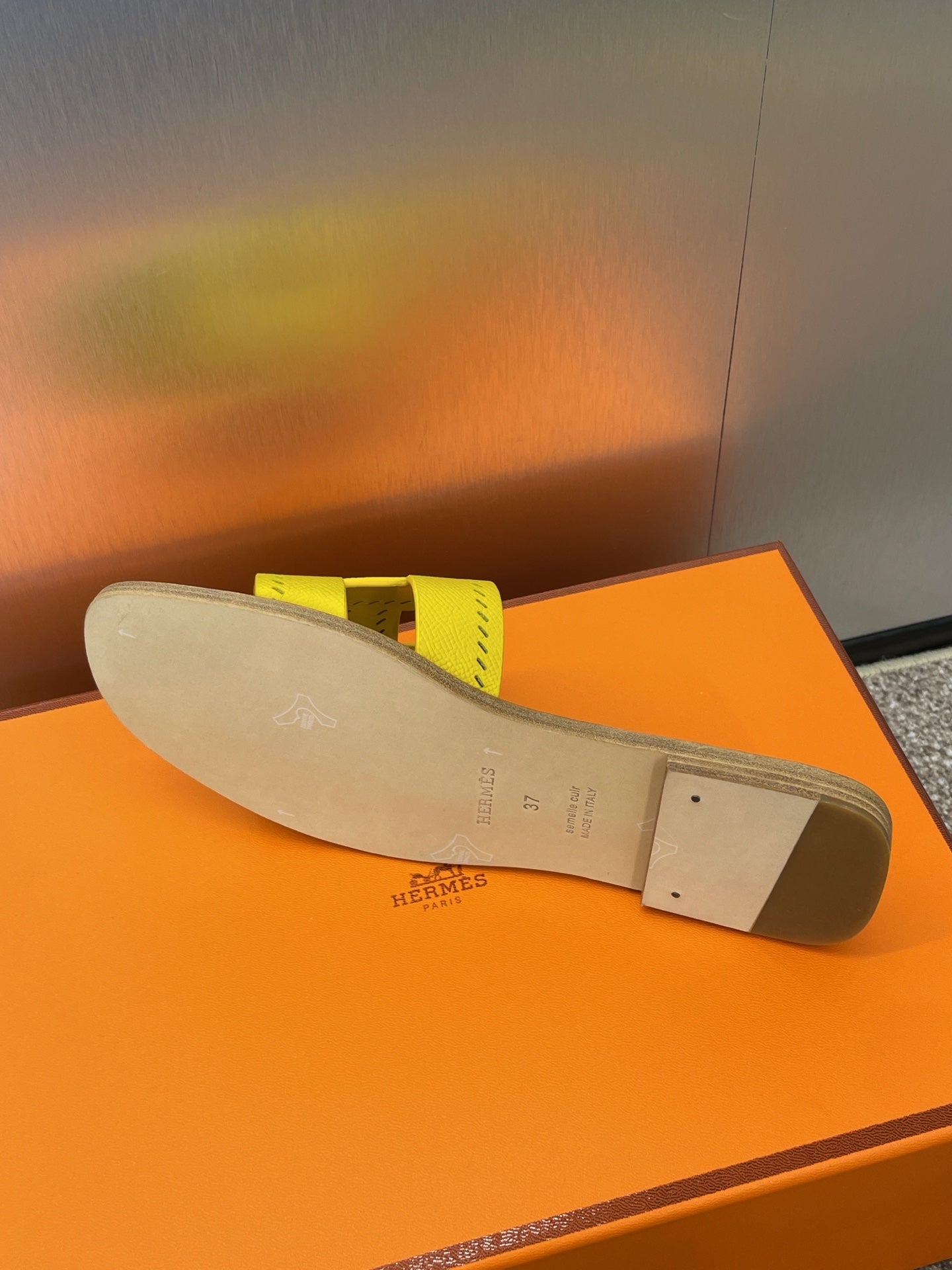 HM 25 Oran Sandal Yellow Perforate Epsom Leather