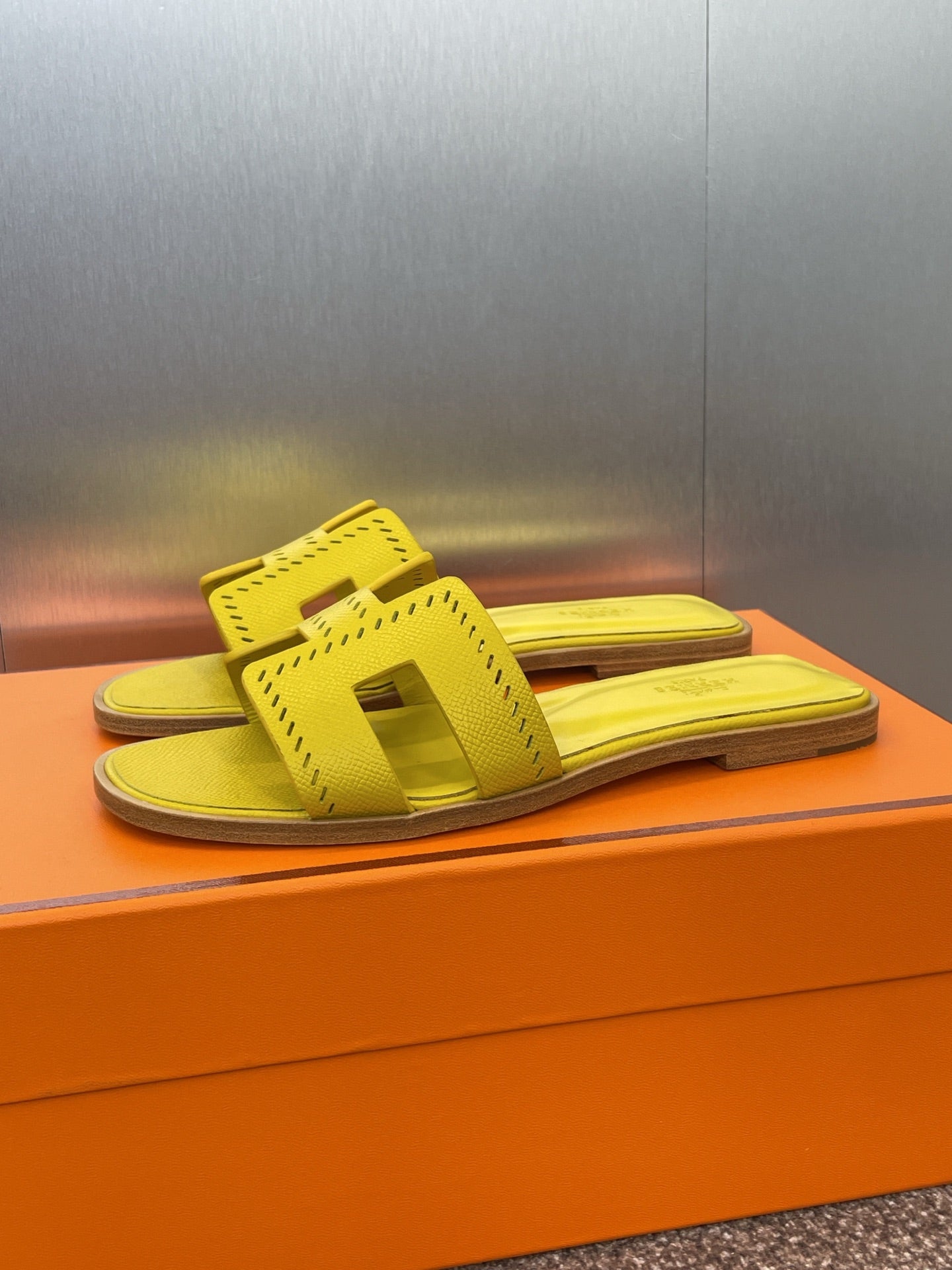 HM 25 Oran Sandal Yellow Perforate Epsom Leather