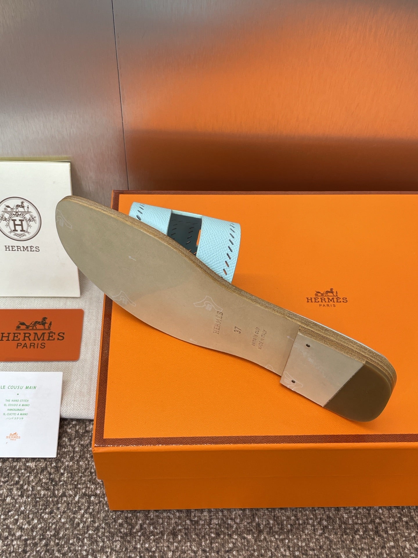 HM 25 Oran Sandal Cloud Blue Perforate Epsom Leather