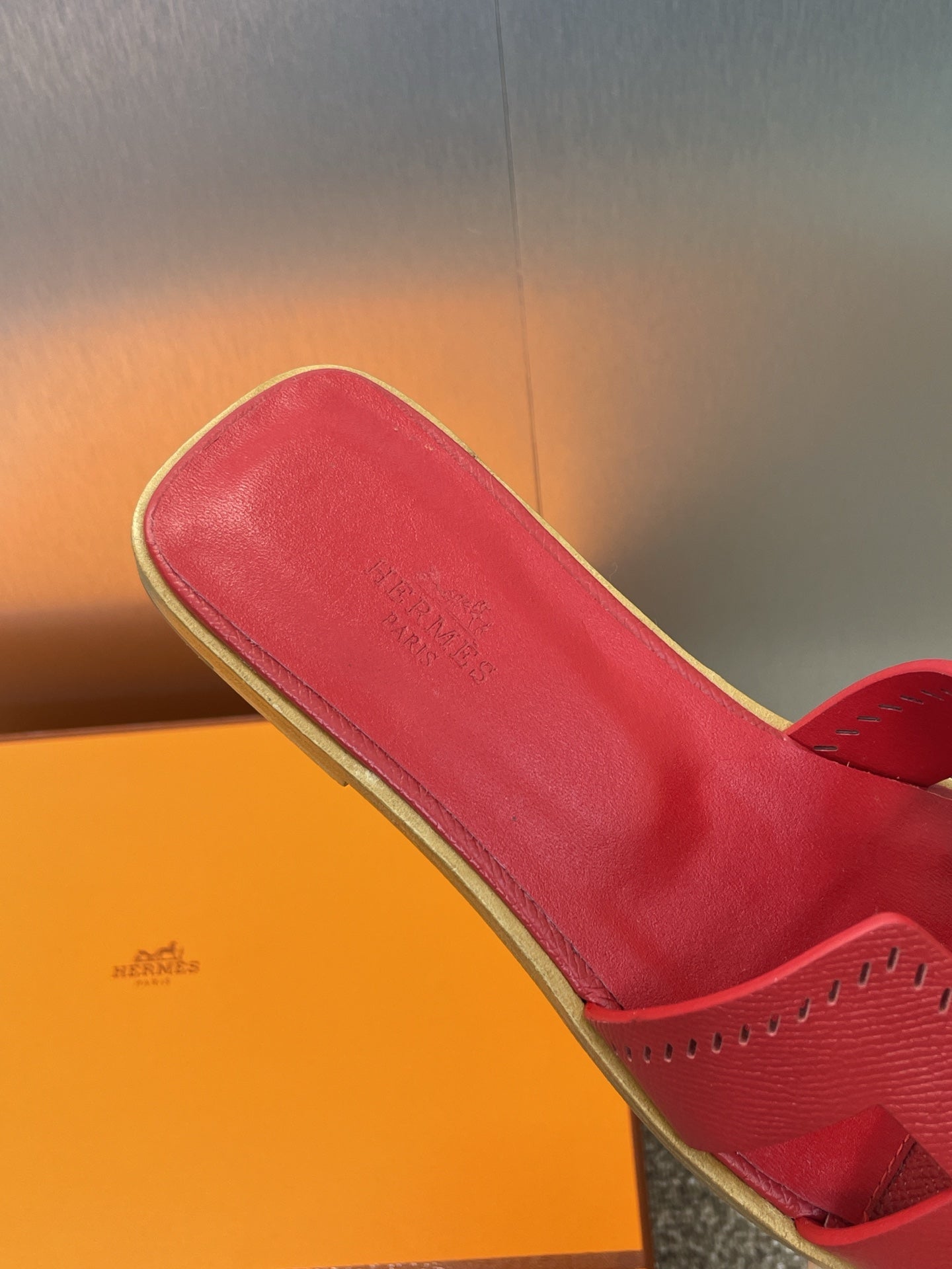 HM 25 Oran Sandal Dark Red Perforate Epsom Leather